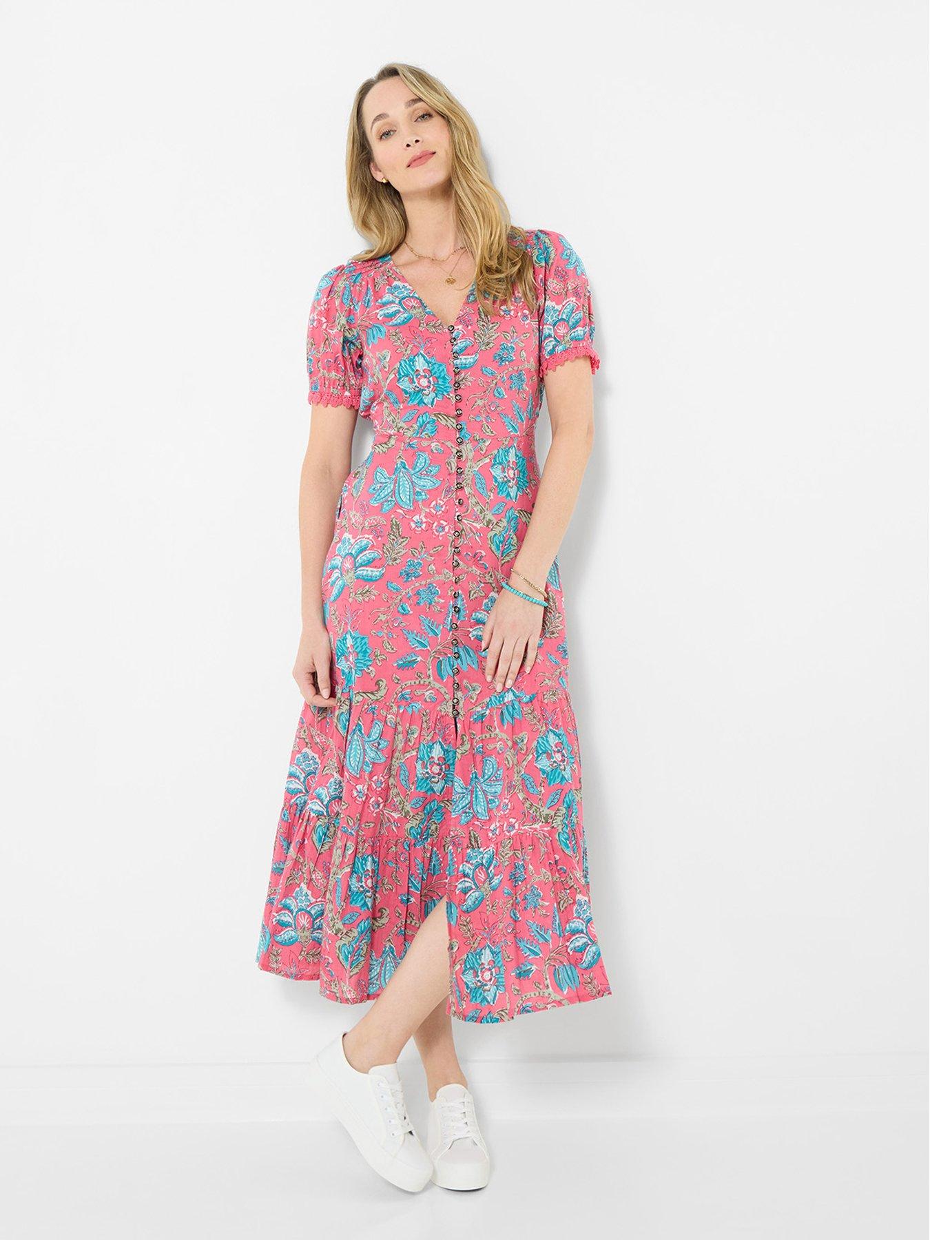 Joe Browns Lyla Cotton Printed Dress - Pink