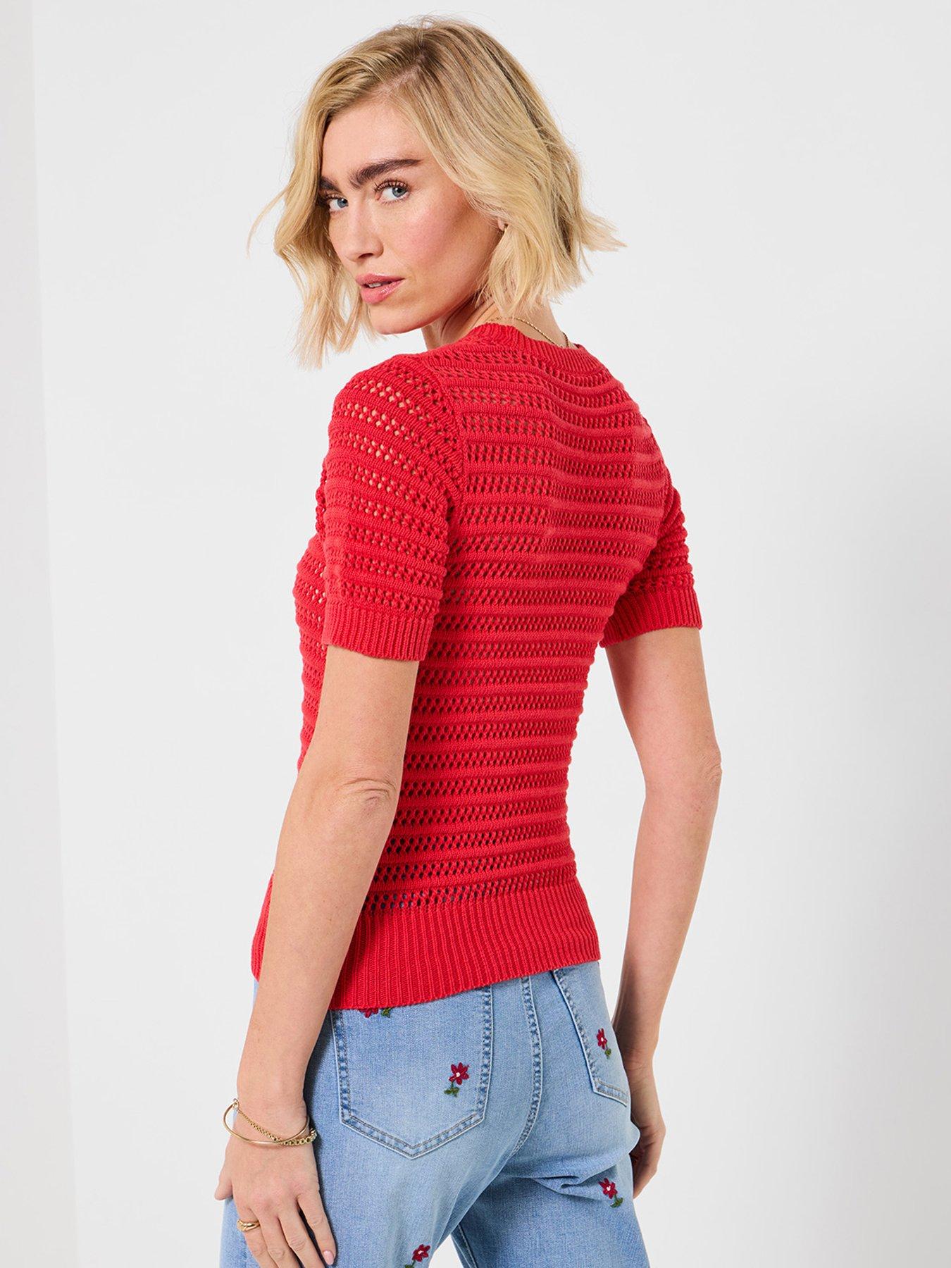 Image 2 of 6 of Joe Browns Dita Open Knit Short Sleeve Jumper - Red