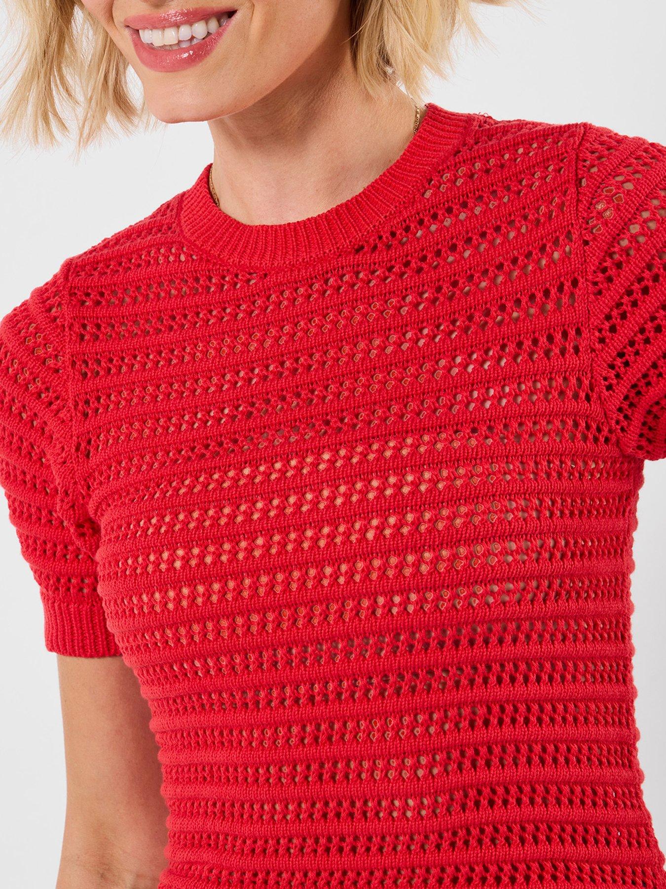Image 4 of 6 of Joe Browns Dita Open Knit Short Sleeve Jumper - Red