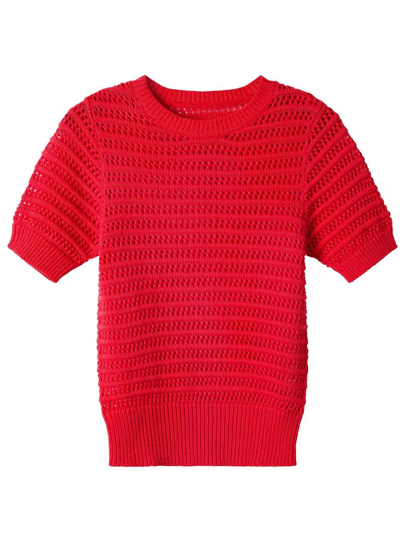 Image 6 of 6 of Joe Browns Dita Open Knit Short Sleeve Jumper - Red