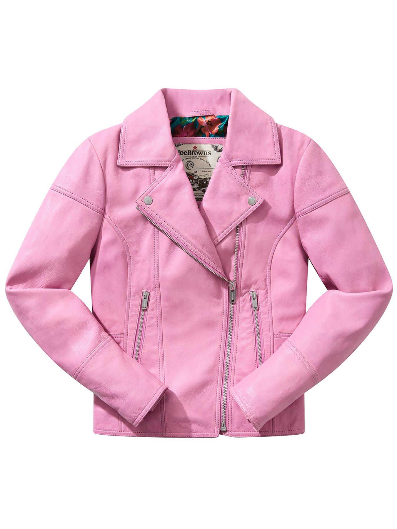  image of joe-browns-pretty-in-leather-collared-biker-jacket-pink