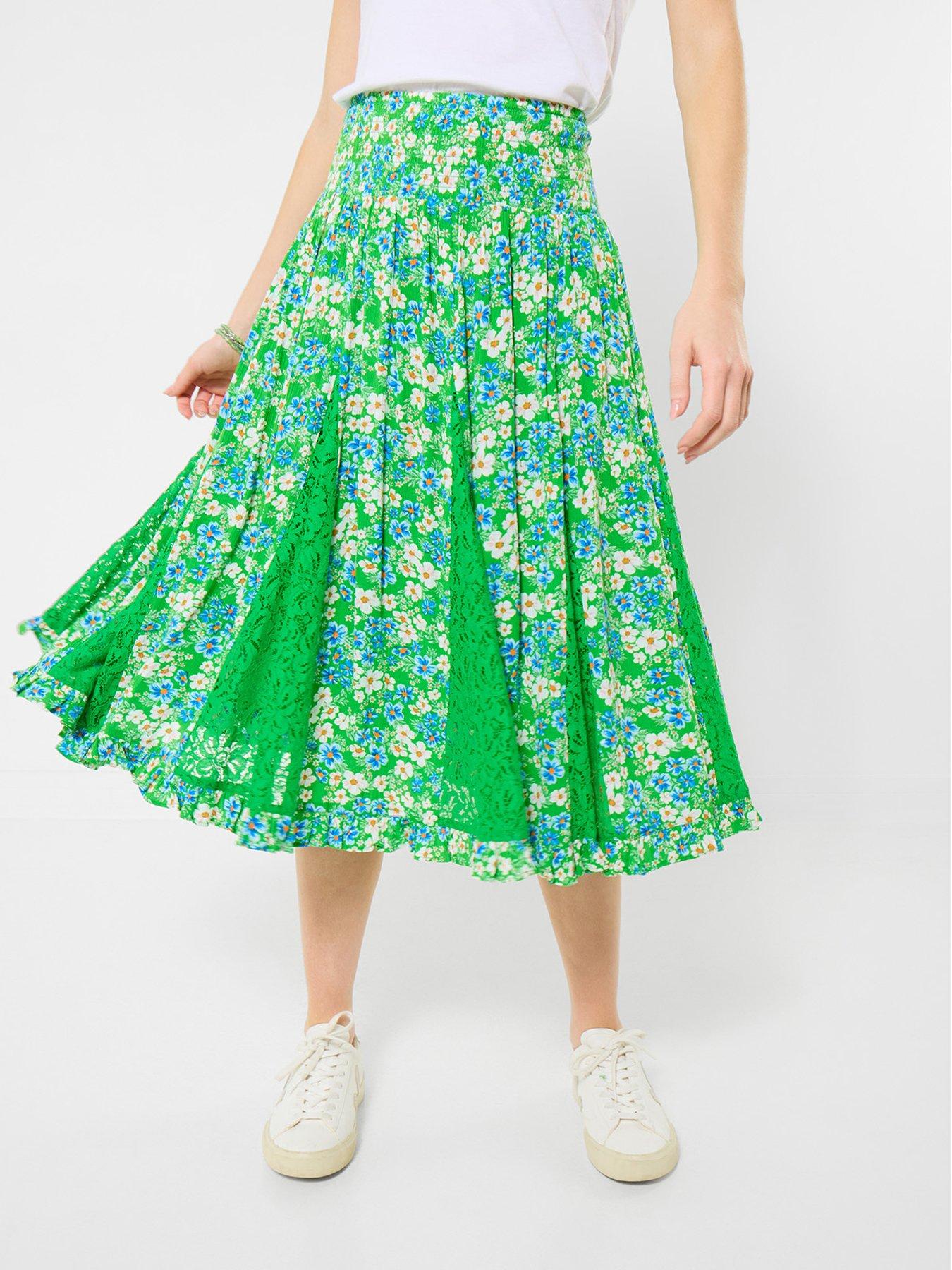 Joe Browns Floral Dreams Knee Length Godet Skirt - Green
