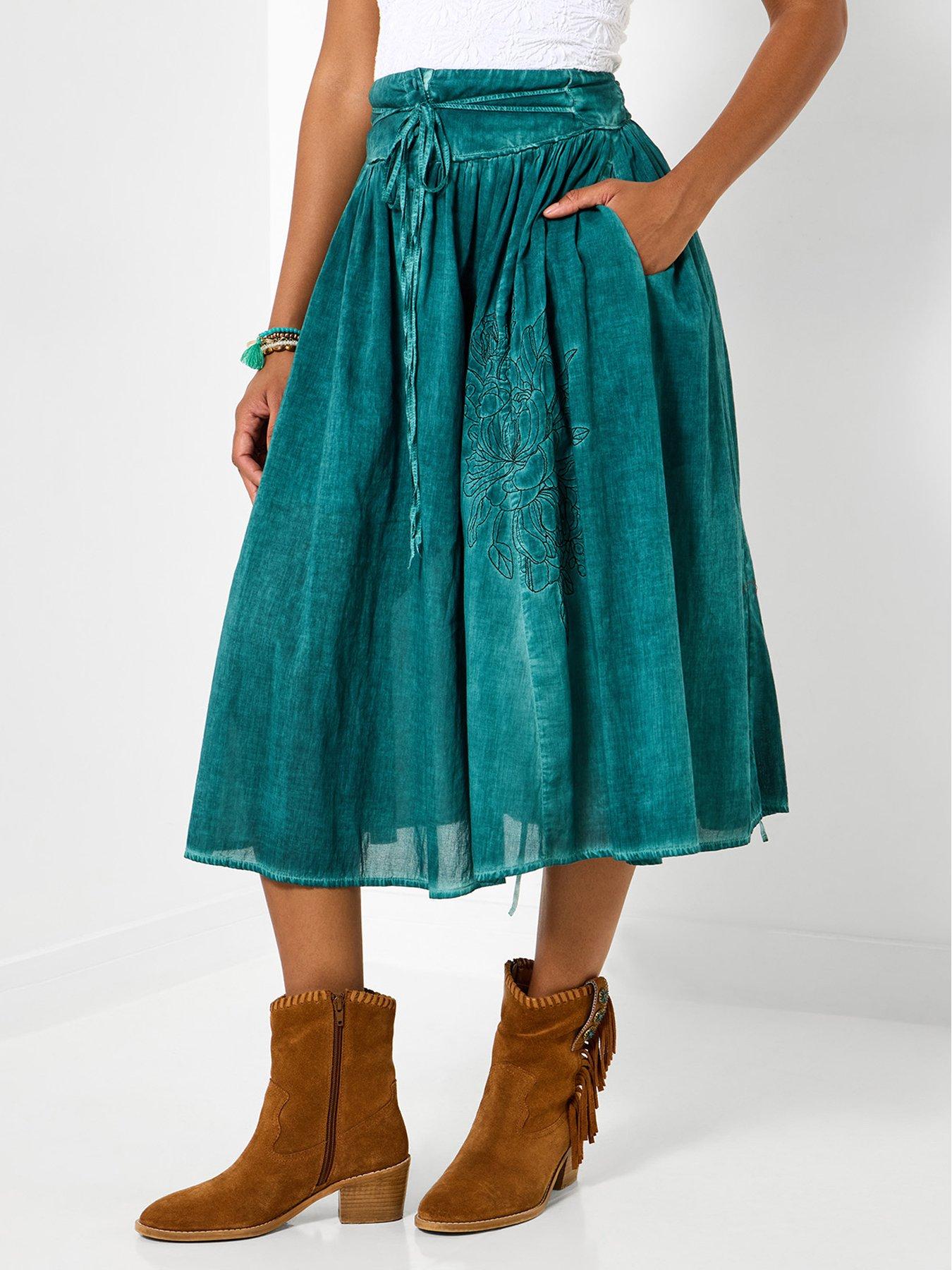 Joe Browns Rosie Adjustable Embroidered Skirt - Teal