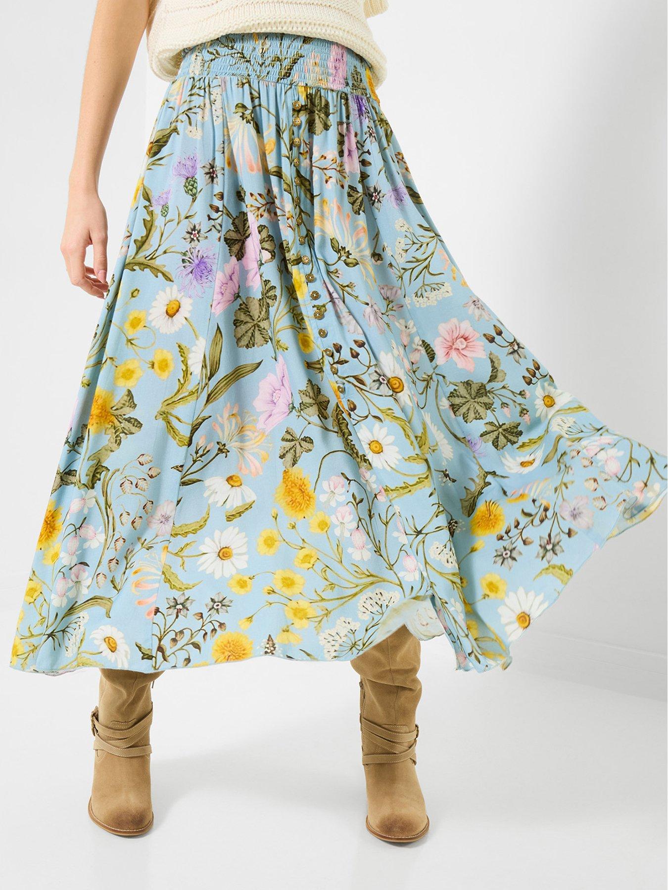 Image 5 of 7 of Joe Browns Spring Meadow Button Front Midi Skirt - Blue