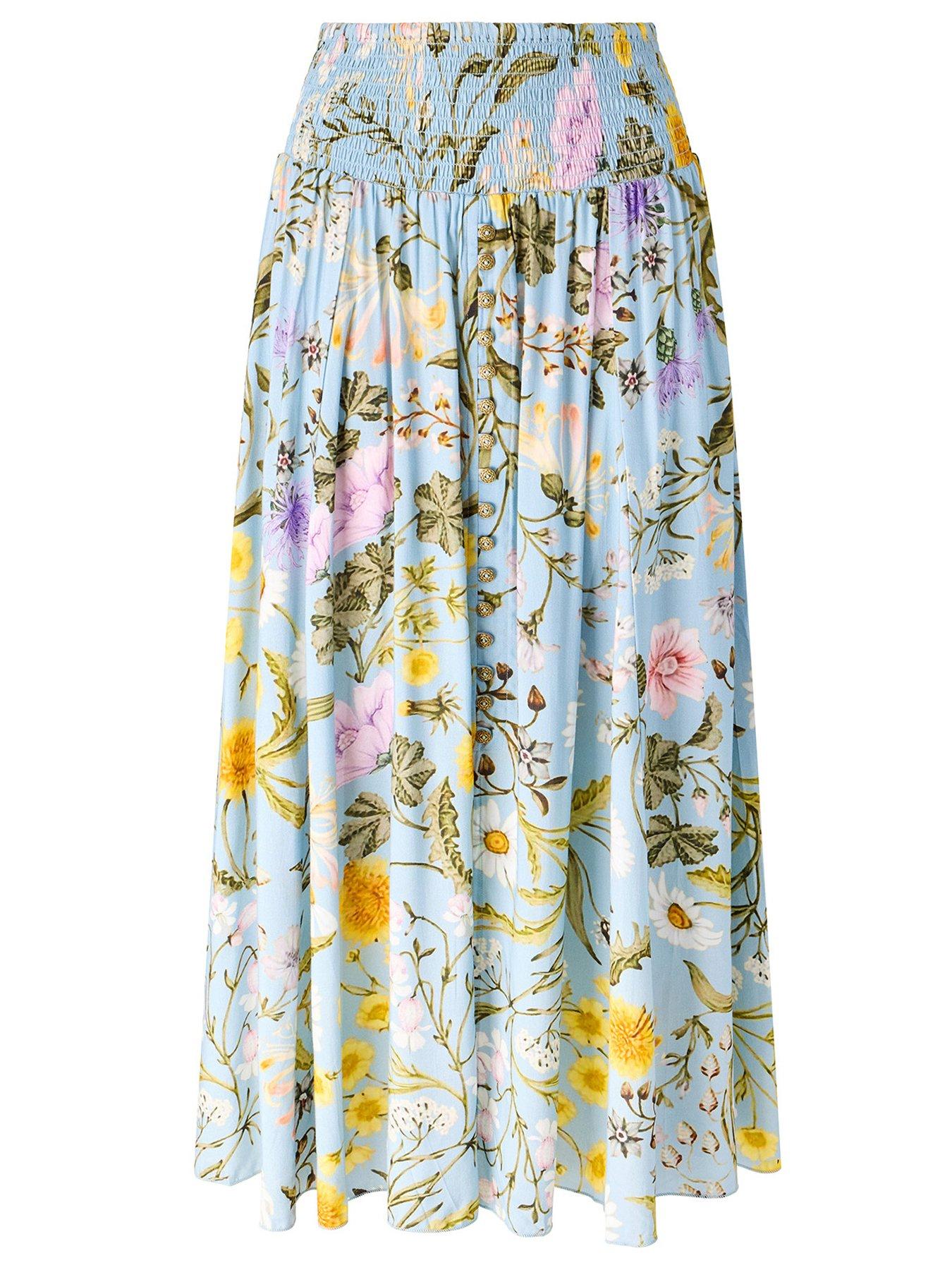 Image 7 of 7 of Joe Browns Spring Meadow Button Front Midi Skirt - Blue