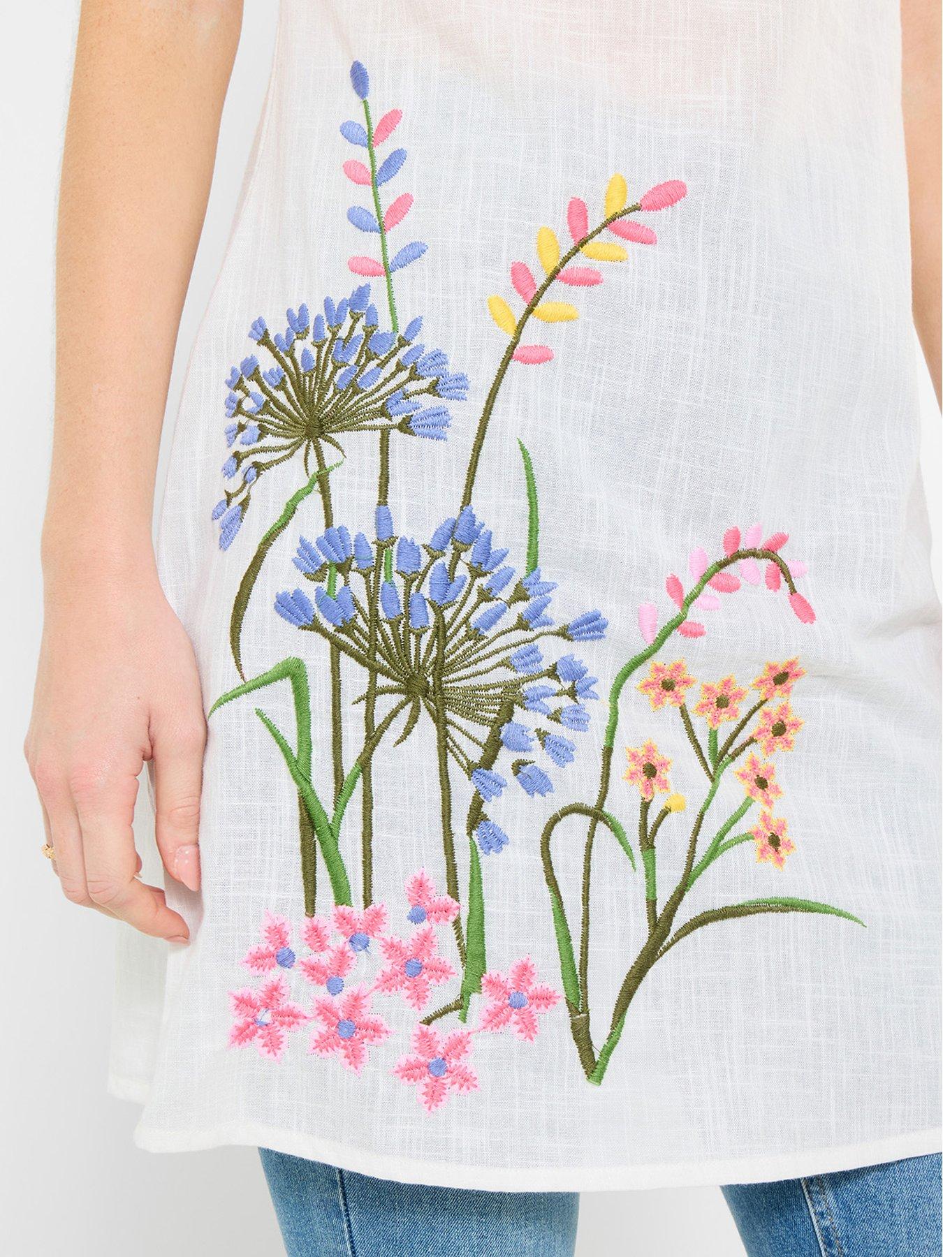  image of joe-browns-spring-meadow-embroidered-tunic-top-white
