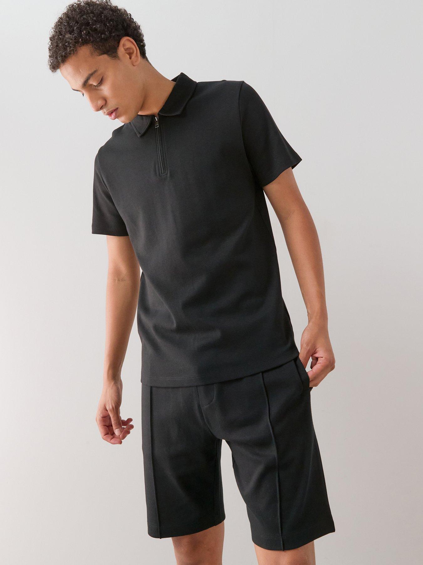 The Very Collection Pure Cotton Interlock Polo And Short Set - Black