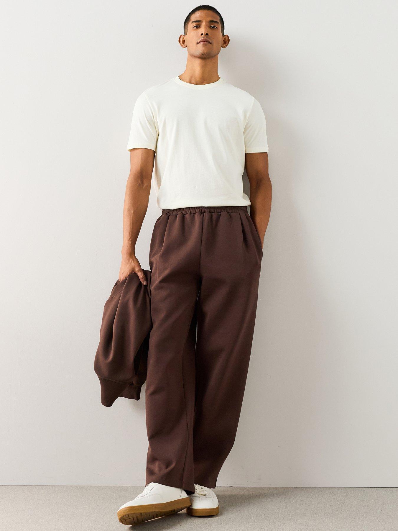 The Very Collection Cotton Rich Pleated Straight Leg Joggers - Brown