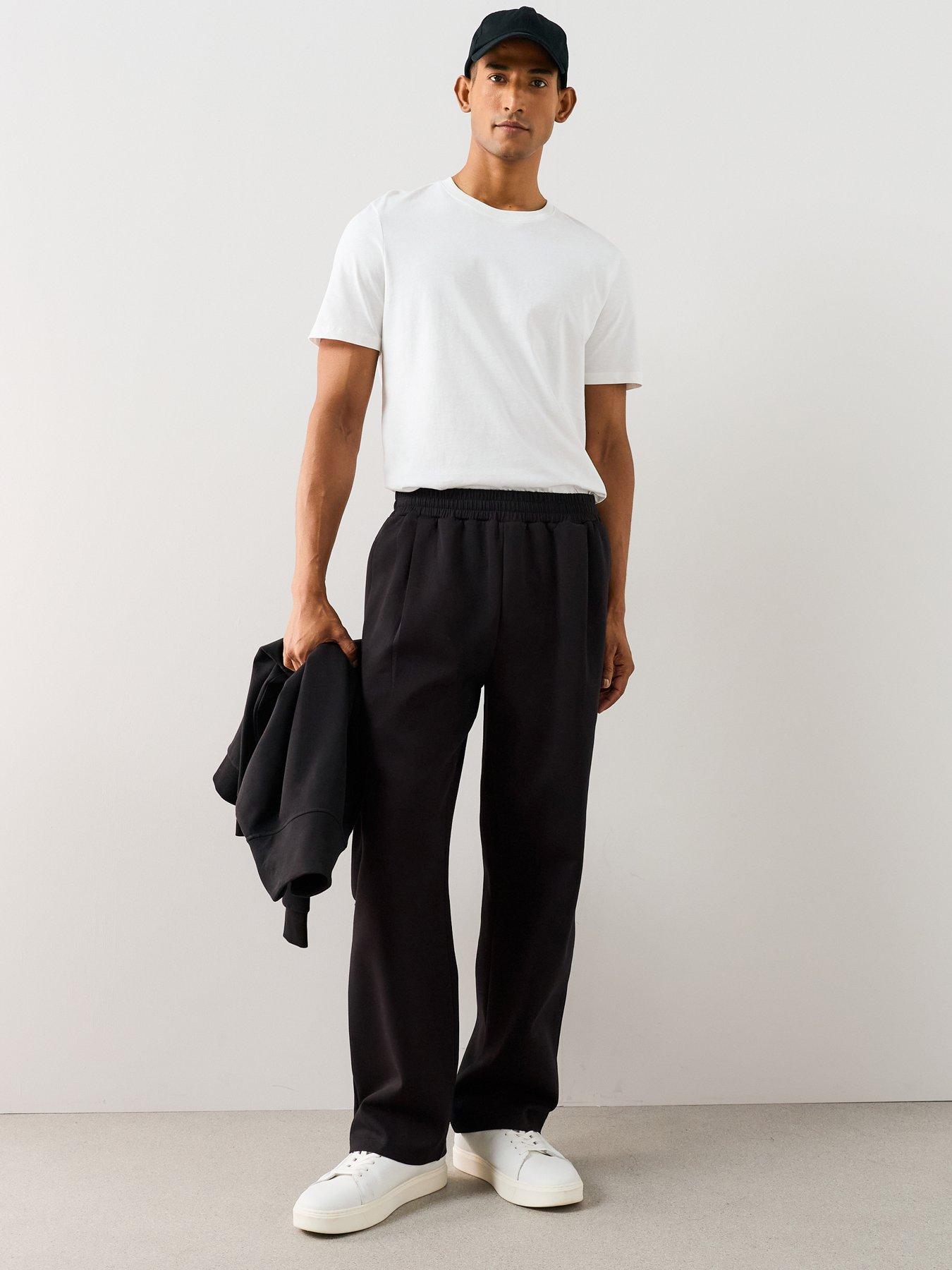 The Very Collection Cotton Rich Pleated Straight Leg Joggers - Black