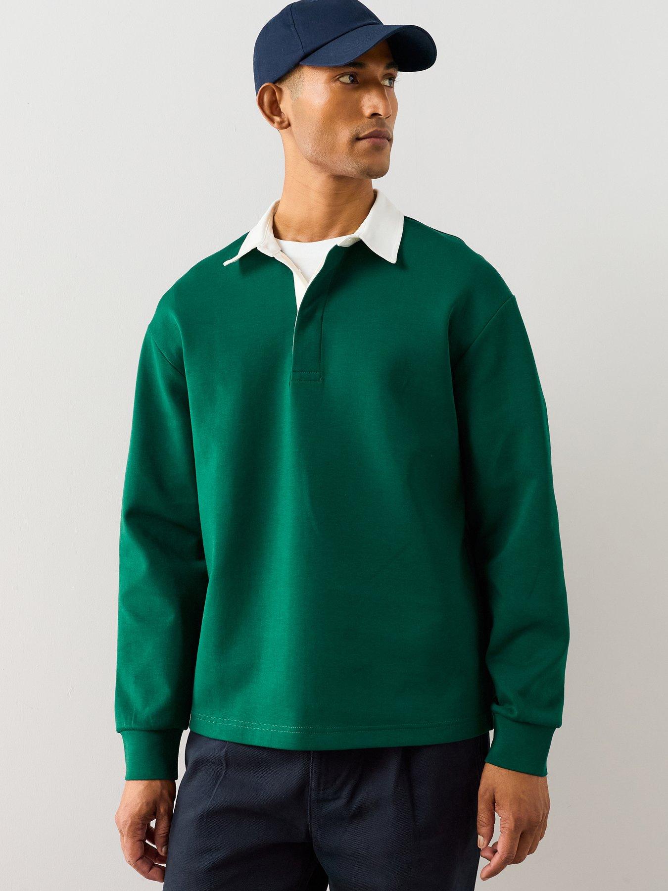 The Very Collection Cotton Rich Relaxed Fit Rugby Top - Forest Green