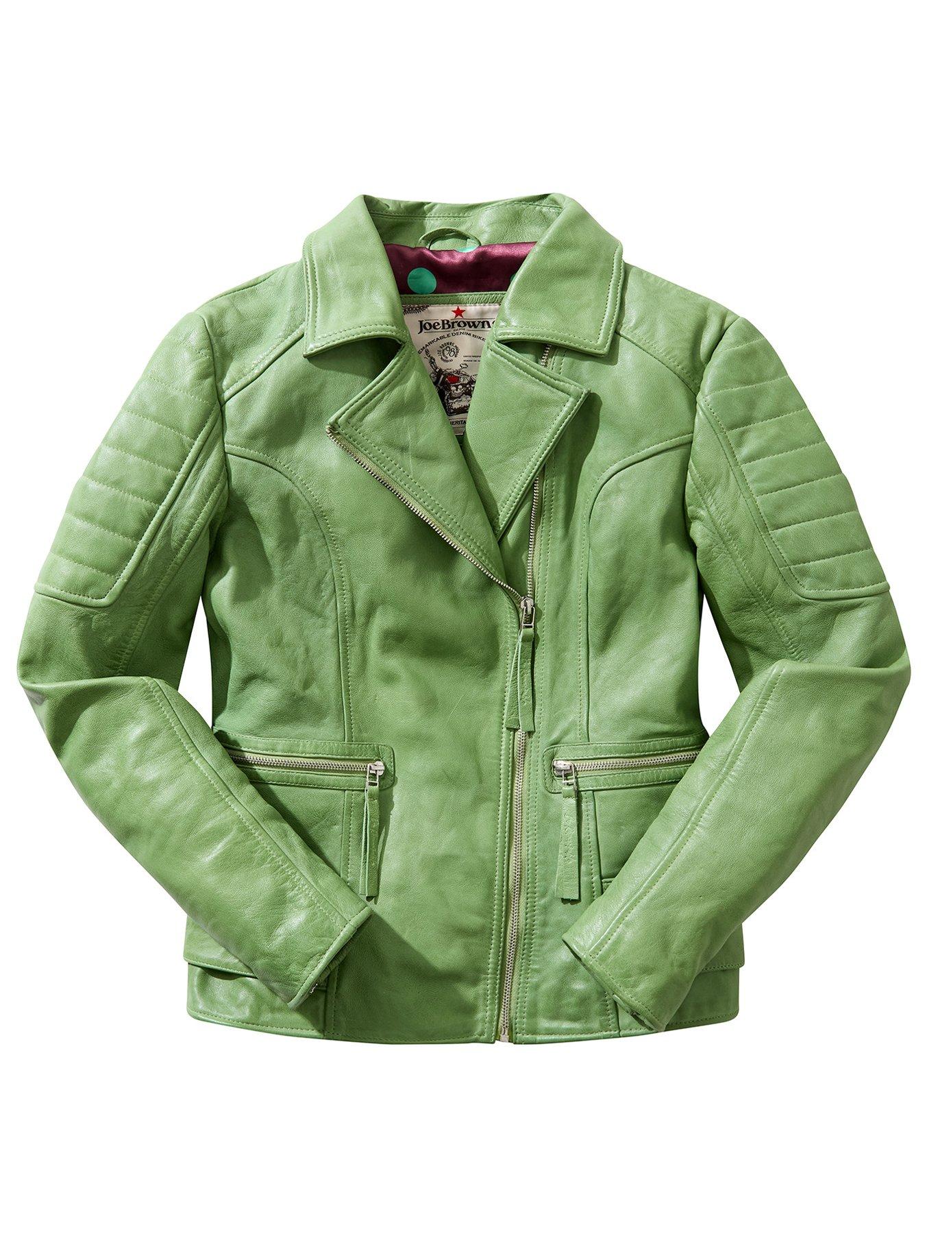  image of joe-browns-leather-collared-biker-jacket-green