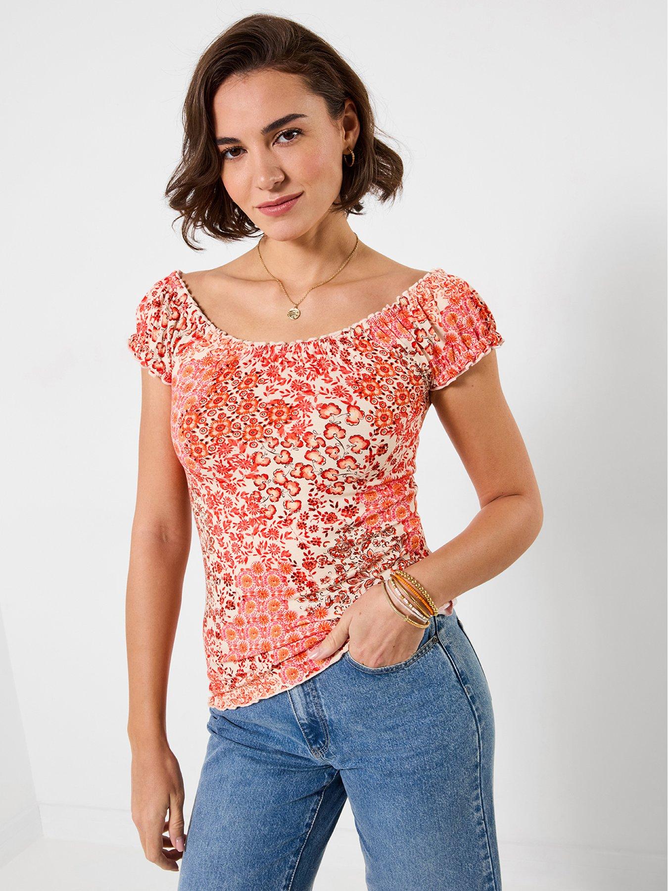  image of joe-browns-summer-days-printed-boho-top-orange