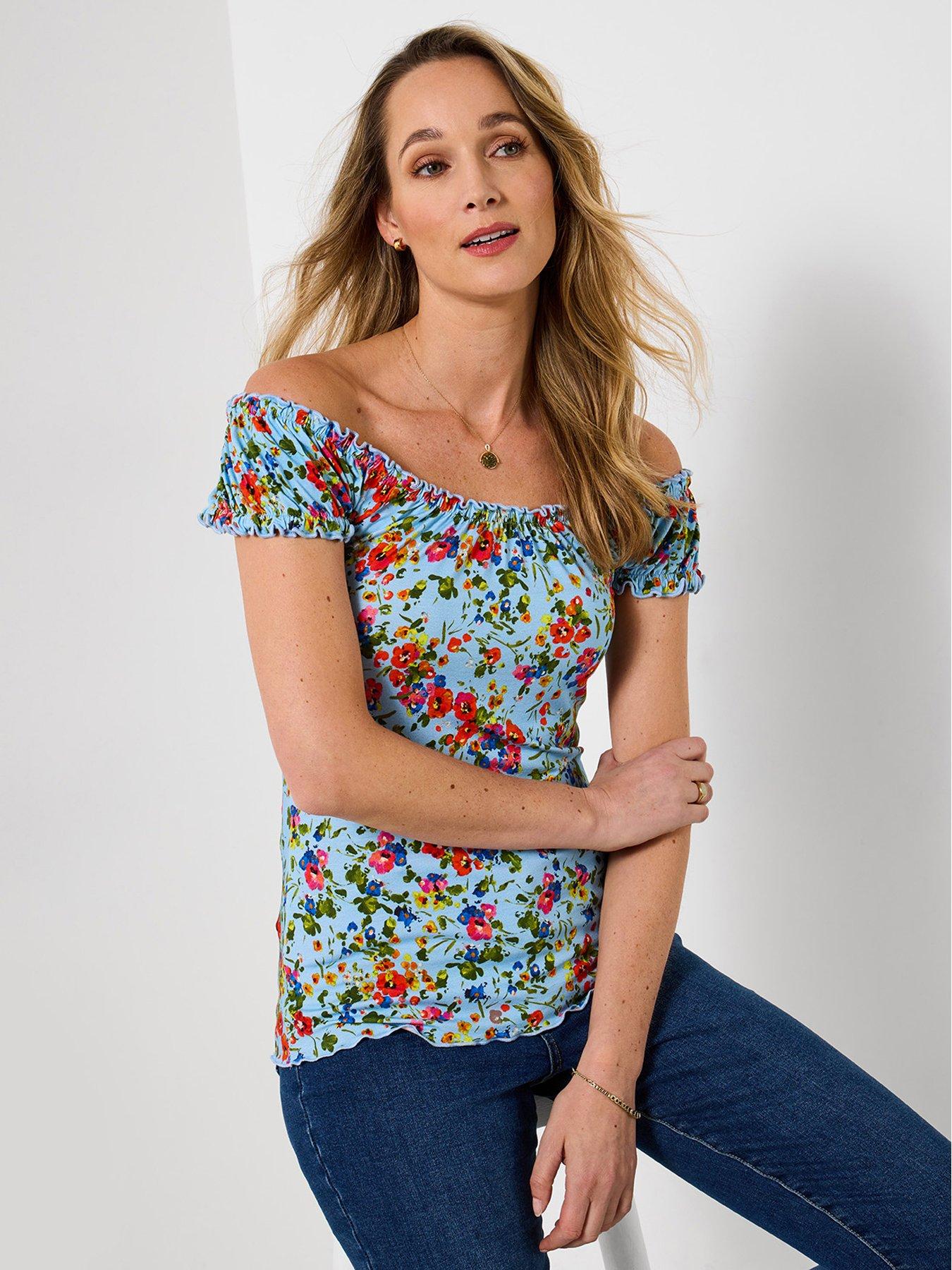  image of joe-browns-ditsy-dream-printed-boho-top-blue