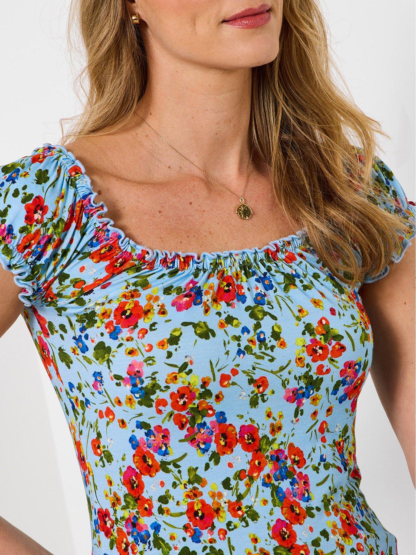  image of joe-browns-ditsy-dream-printed-boho-top-blue
