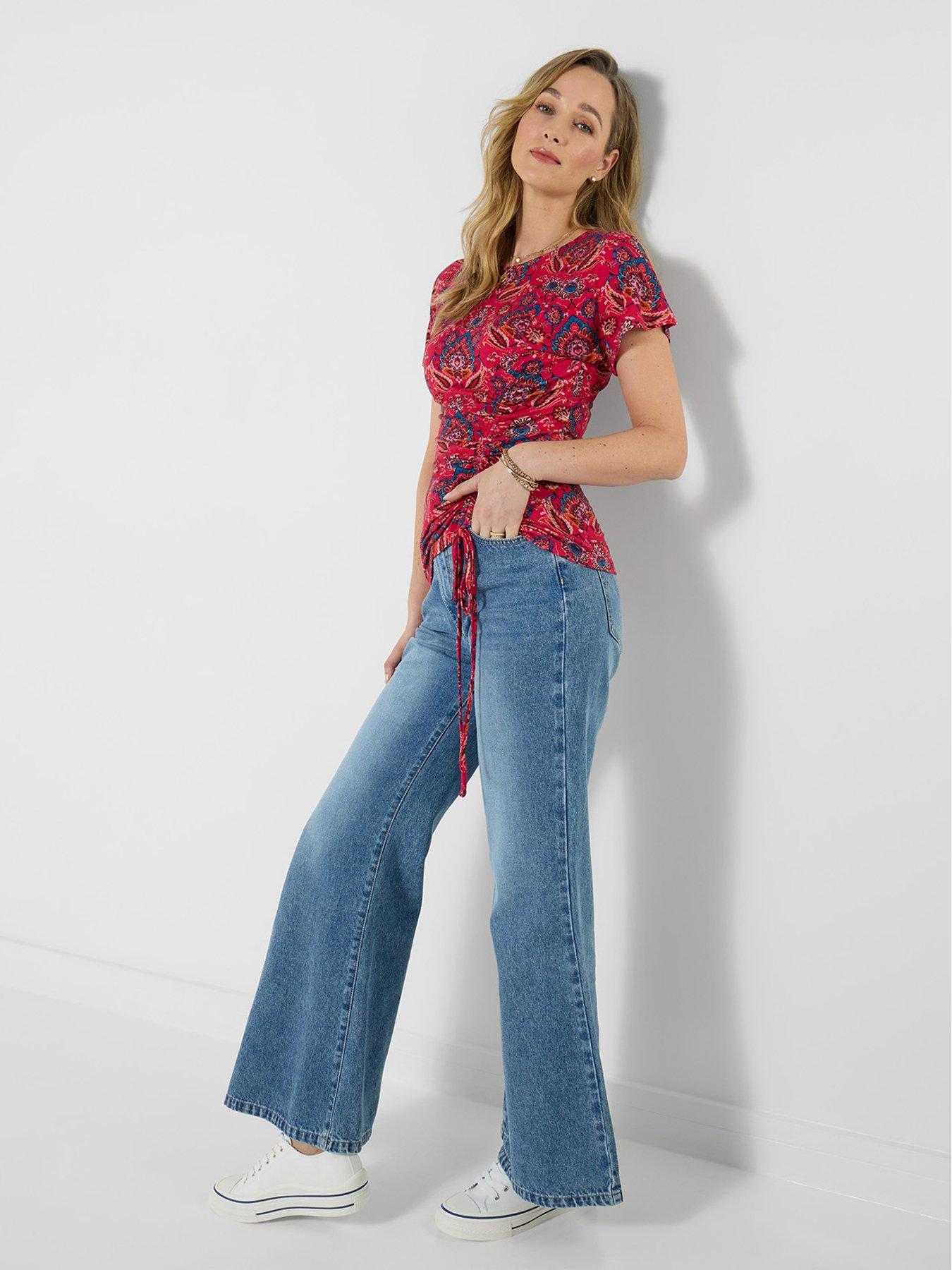  image of joe-browns-summer-spice-ruched-side-jersey-top-red