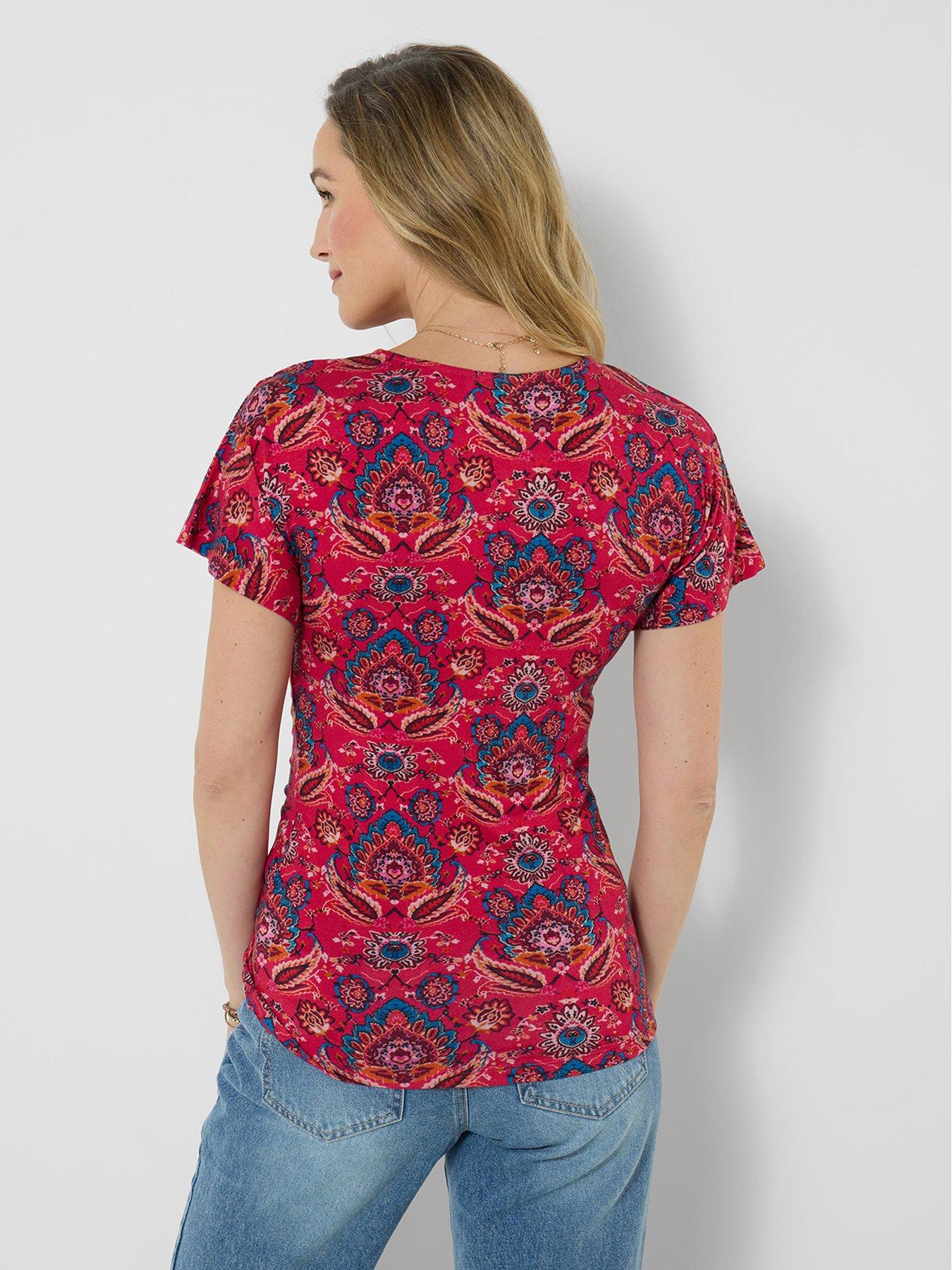  image of joe-browns-summer-spice-ruched-side-jersey-top-red