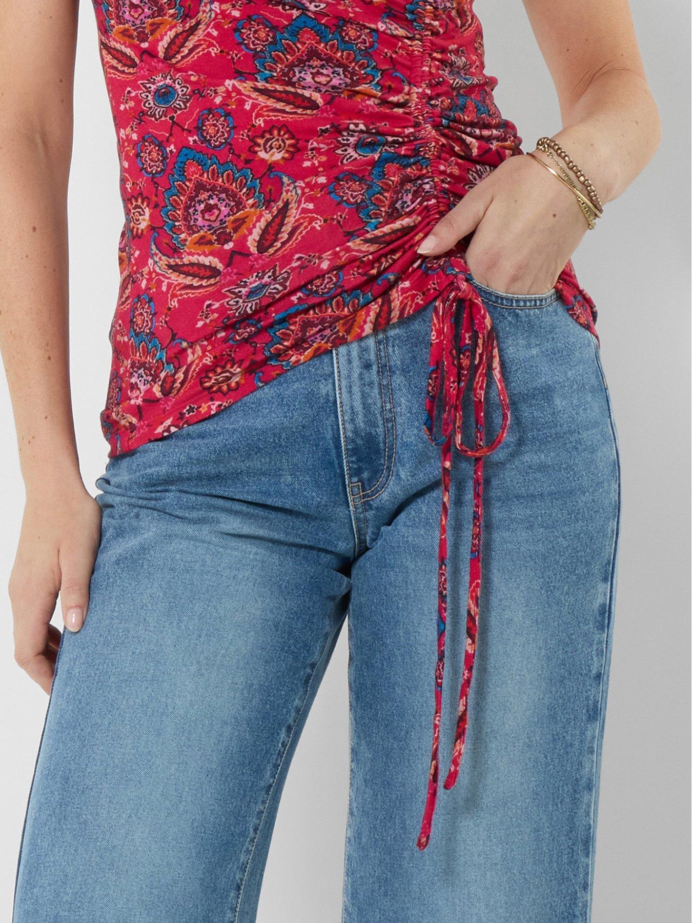  image of joe-browns-summer-spice-ruched-side-jersey-top-red