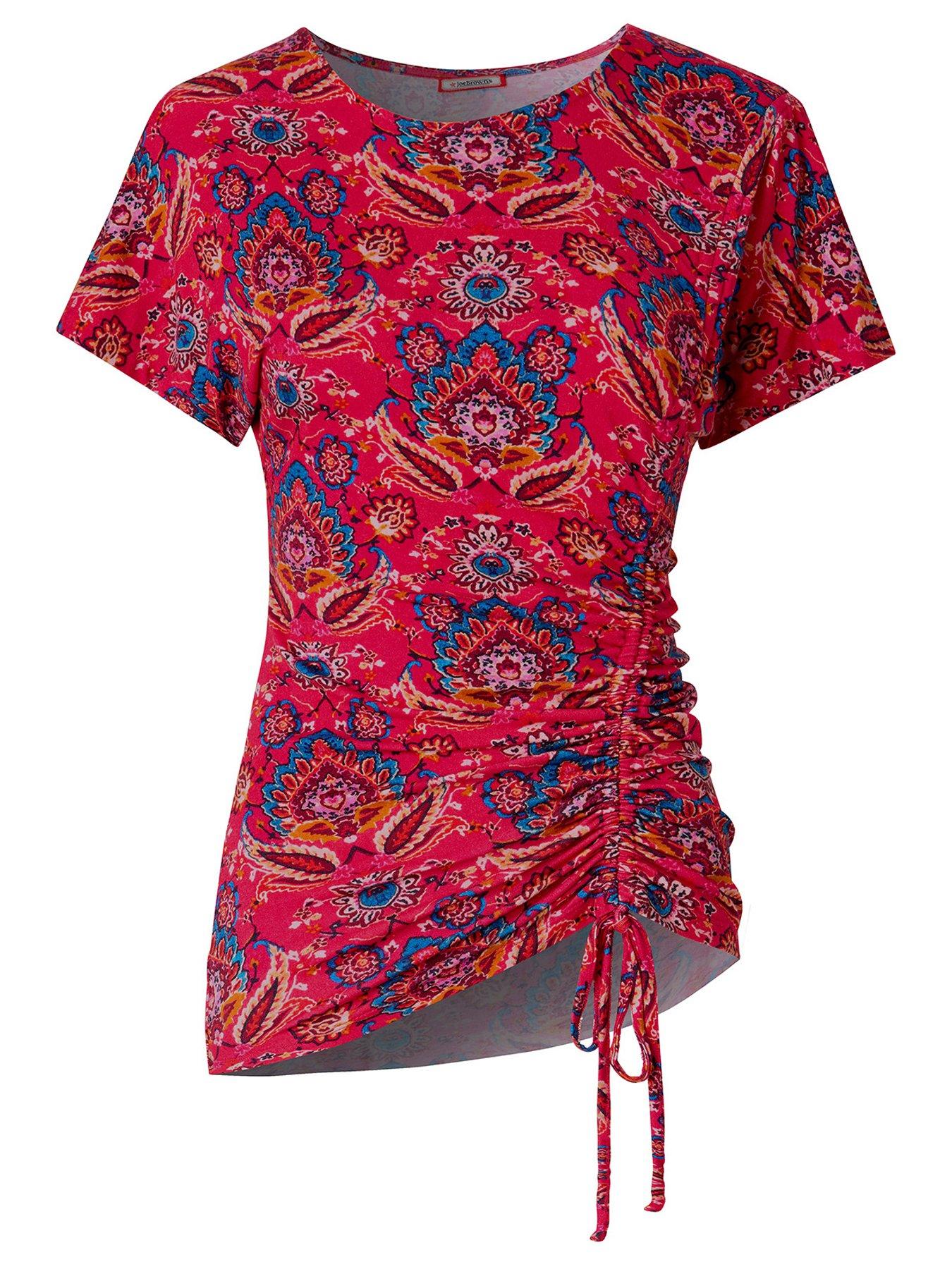  image of joe-browns-summer-spice-ruched-side-jersey-top-red