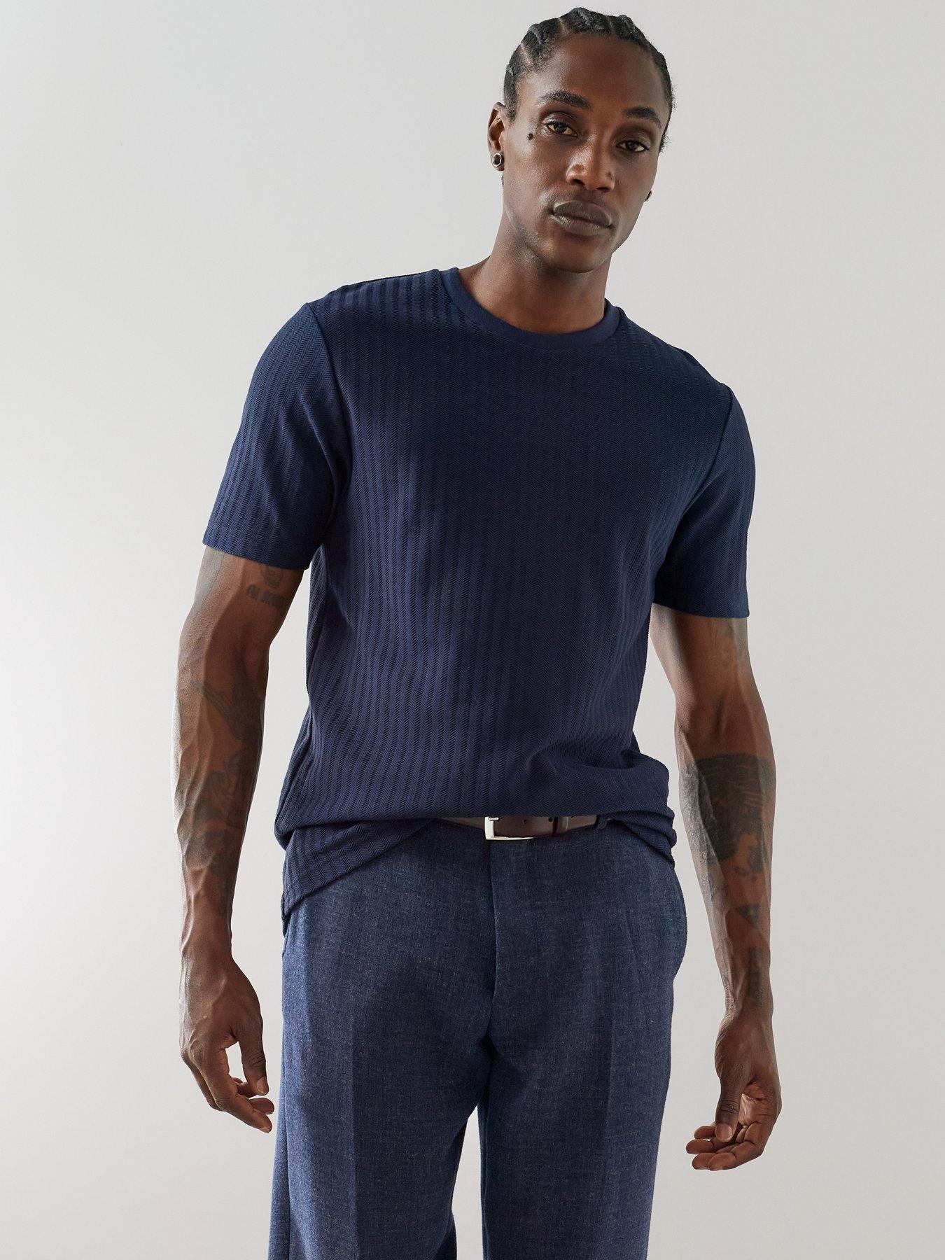 The Very Collection Herringbone T-Shirt - Navy