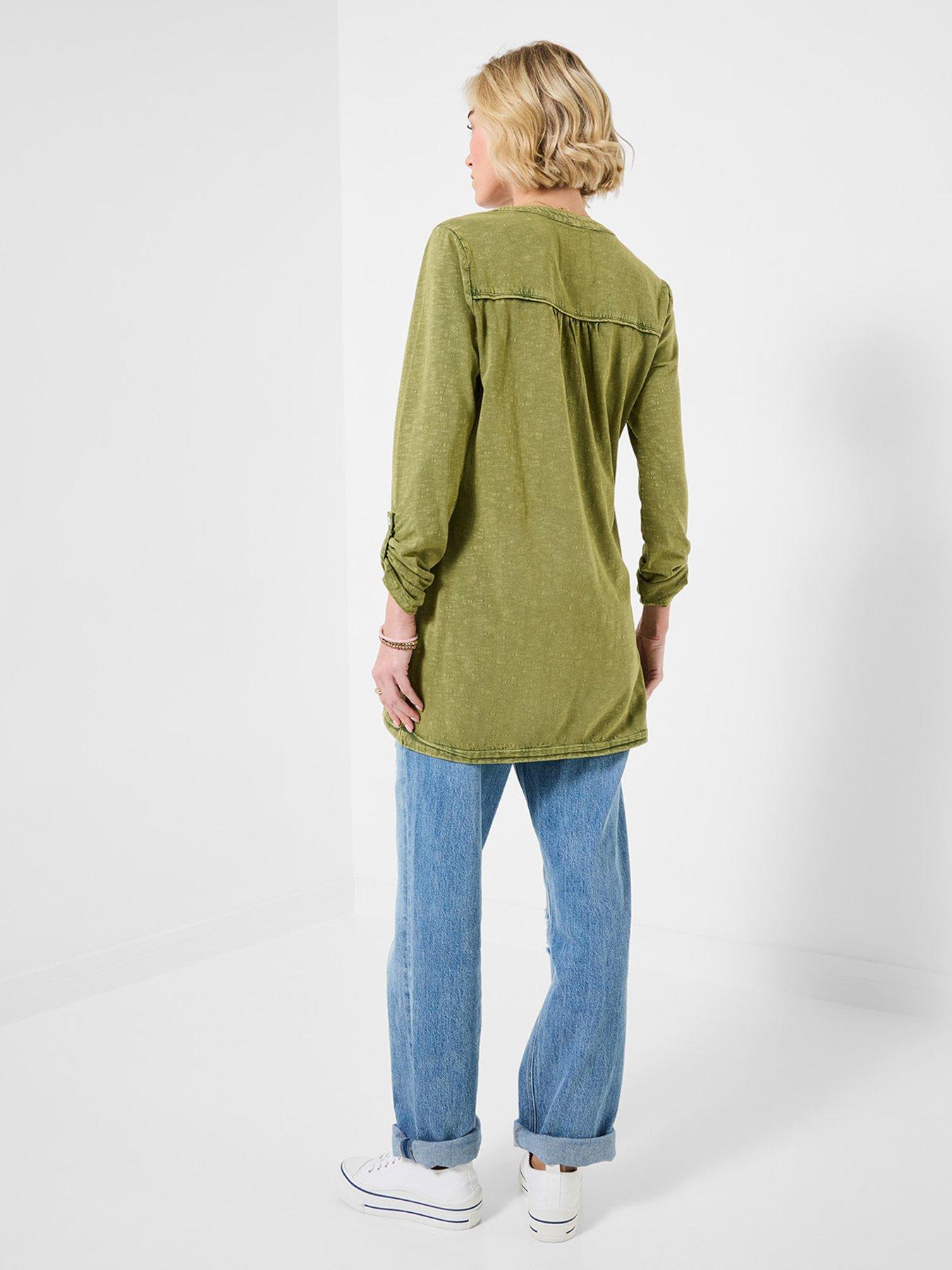  image of joe-browns-boho-embroidered-jersey-tunic-top-green