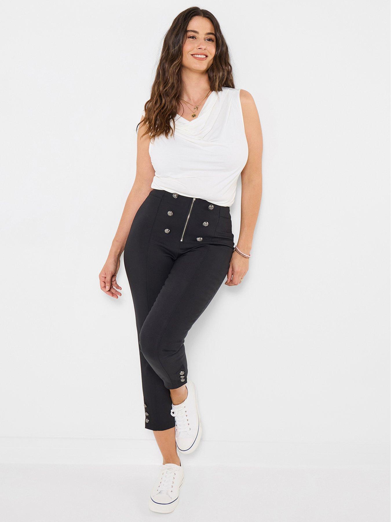 Joe Browns Dita Button Front Capri Pants - Black
