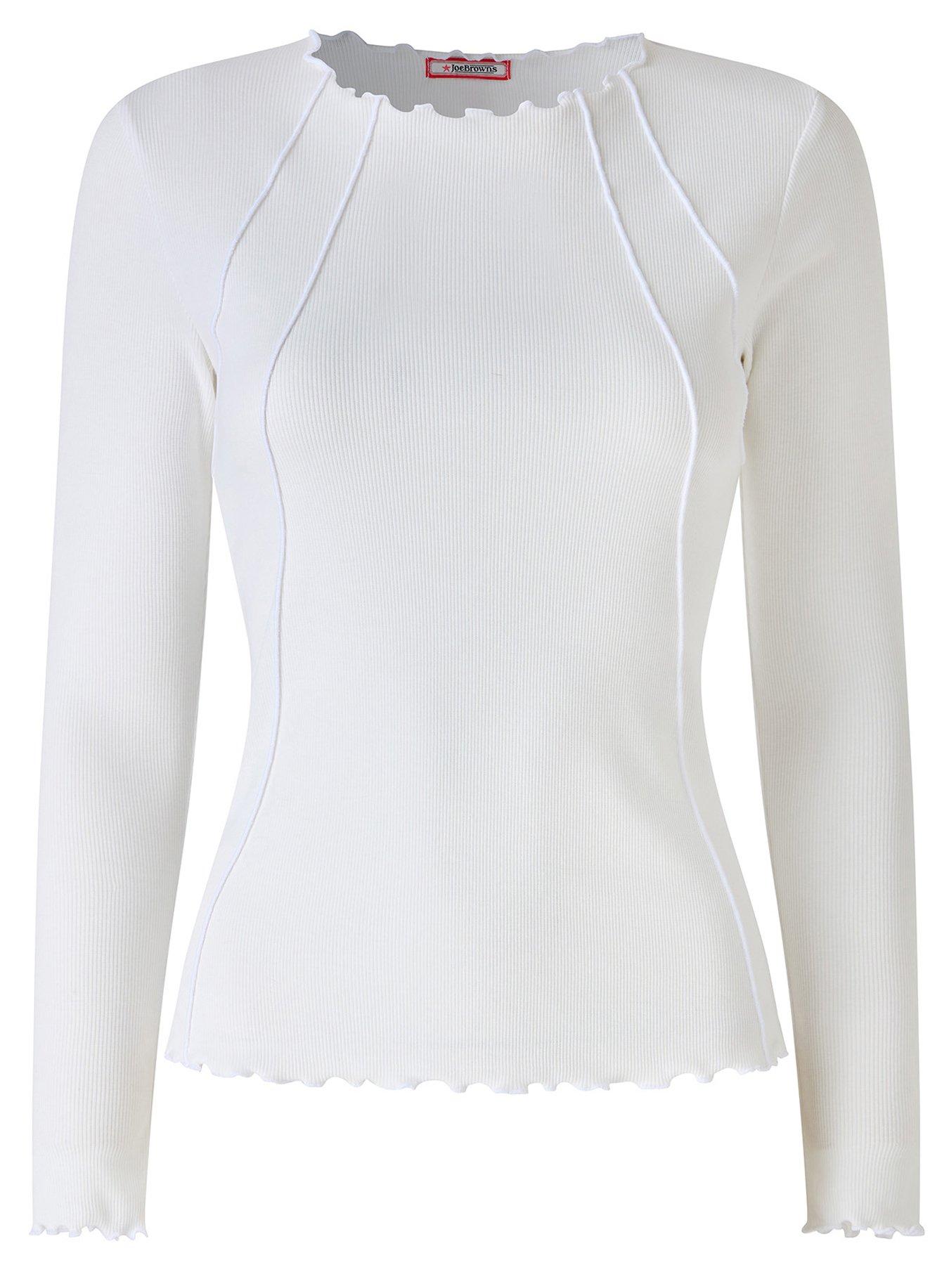 Joe Browns Bonnie Lettuce Edge Detail Rib Top - White | Littlewoods