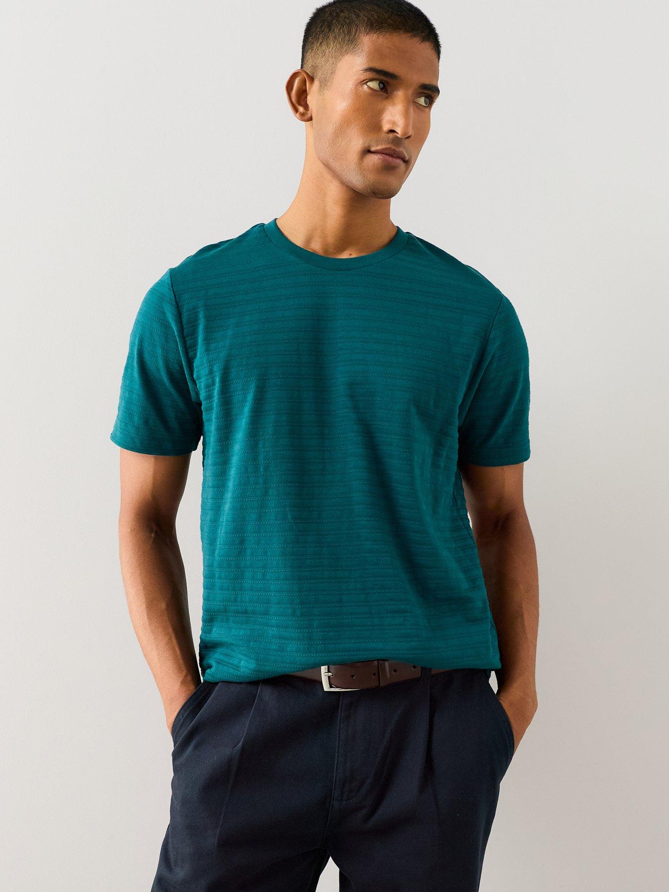 The Very Collection Pure Cotton Popcorn Jacquard T-shirt - Teal