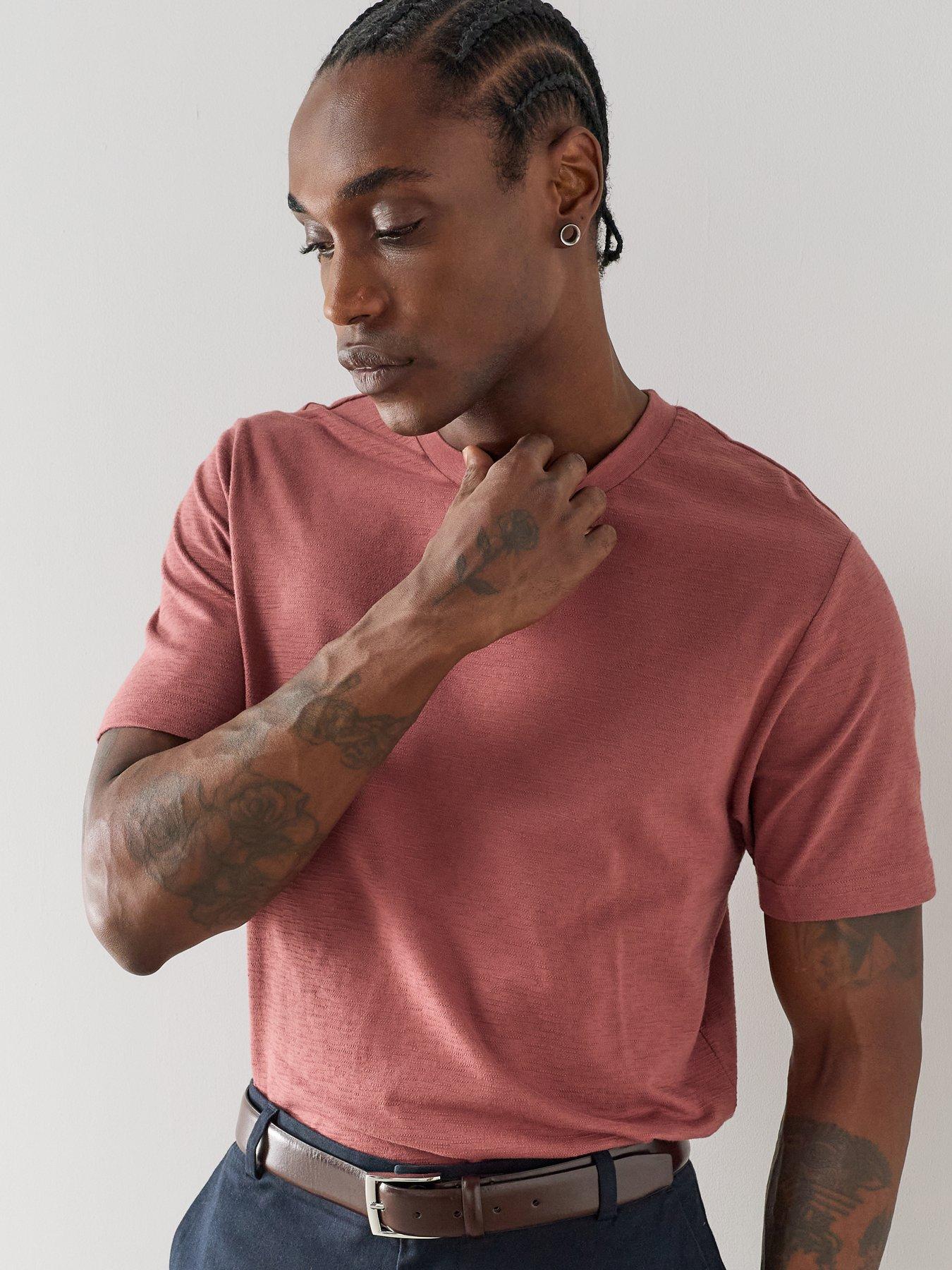The Very Collection Pure Cotton Jacquard Textured T-shirt - Brick
