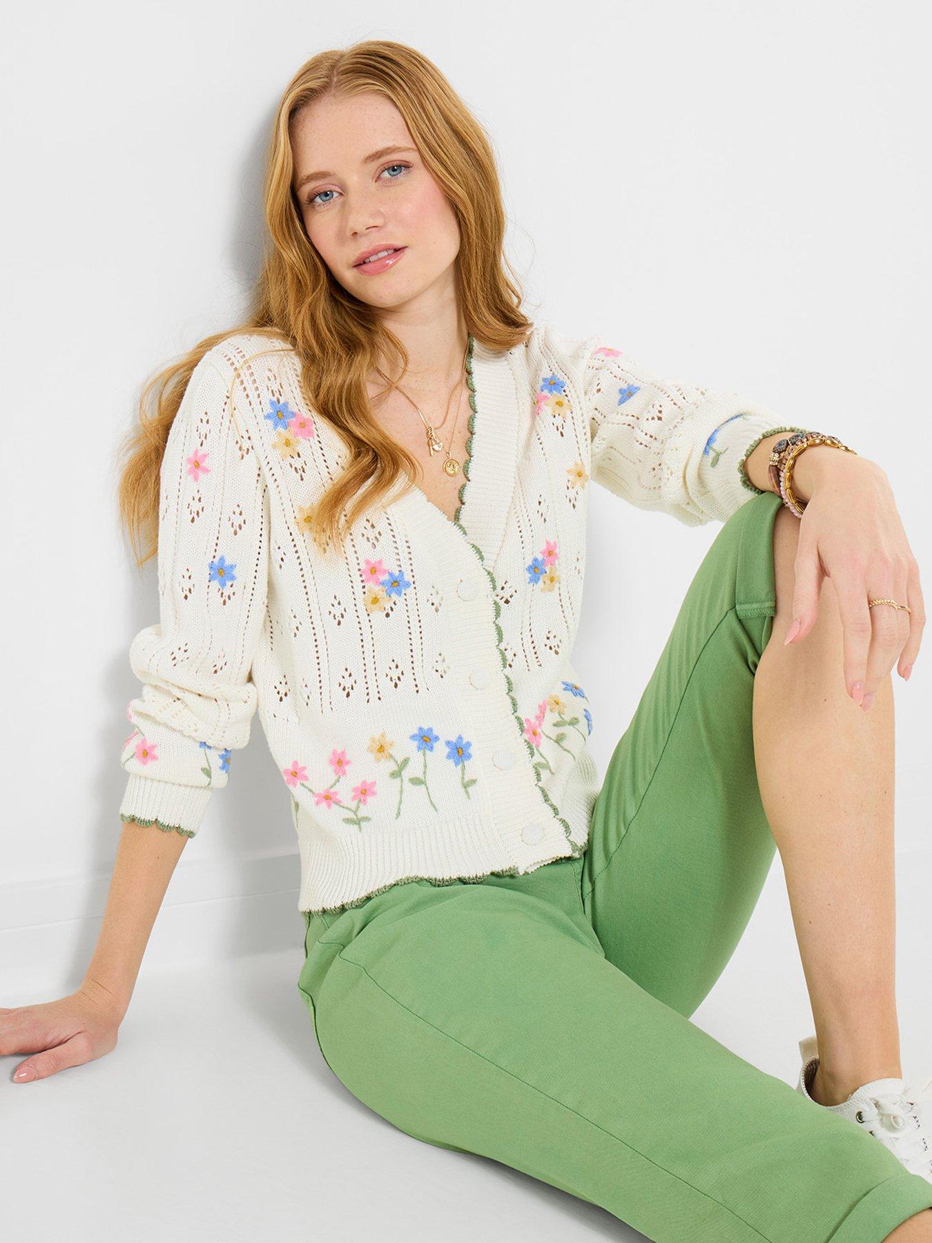 Joe Browns Spring Florals Embroidered Cardigan - White