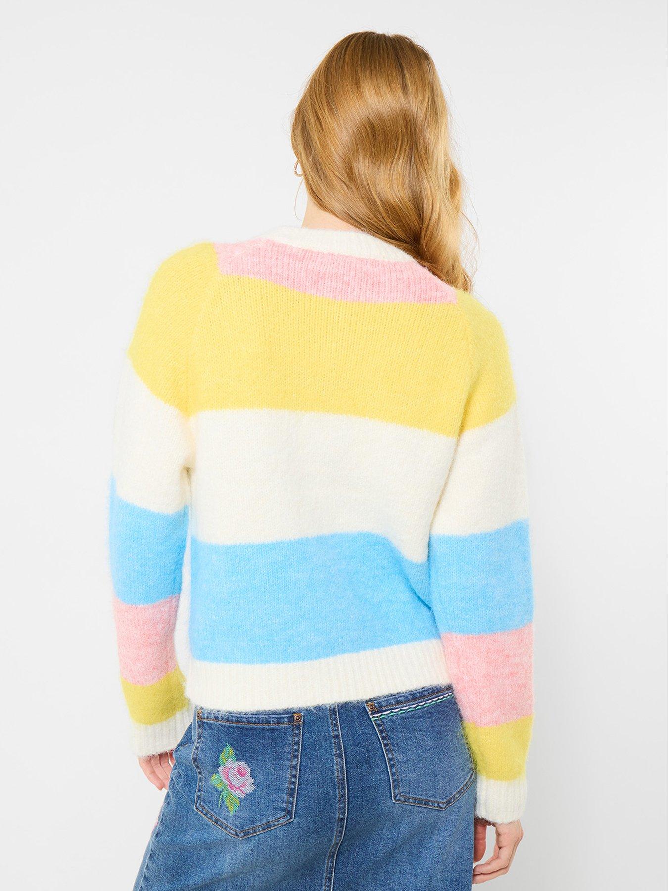  image of joe-browns-lola-flower-button-stripe-cardigan-multi