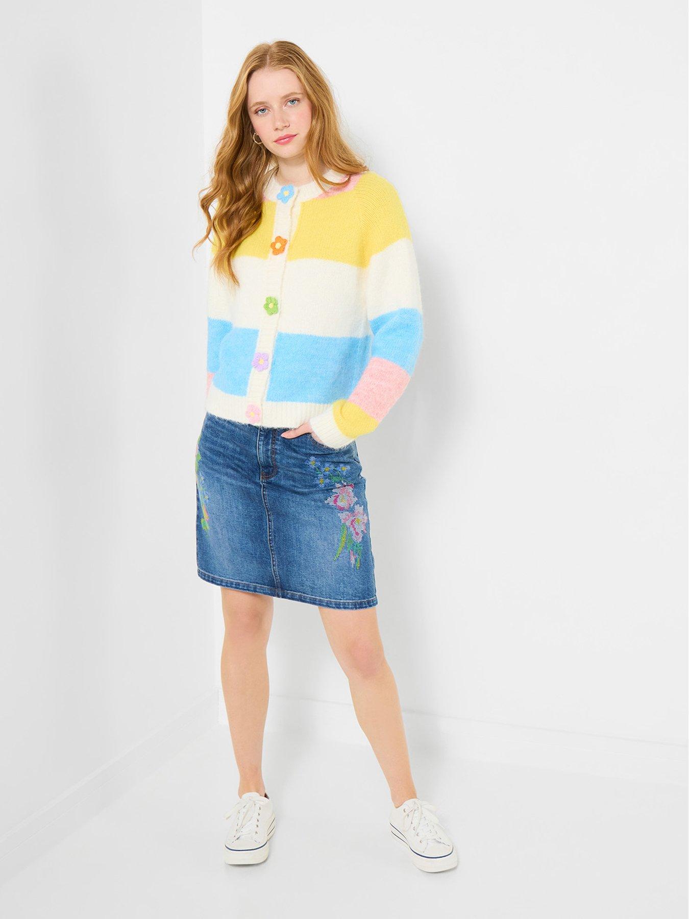  image of joe-browns-lola-flower-button-stripe-cardigan-multi