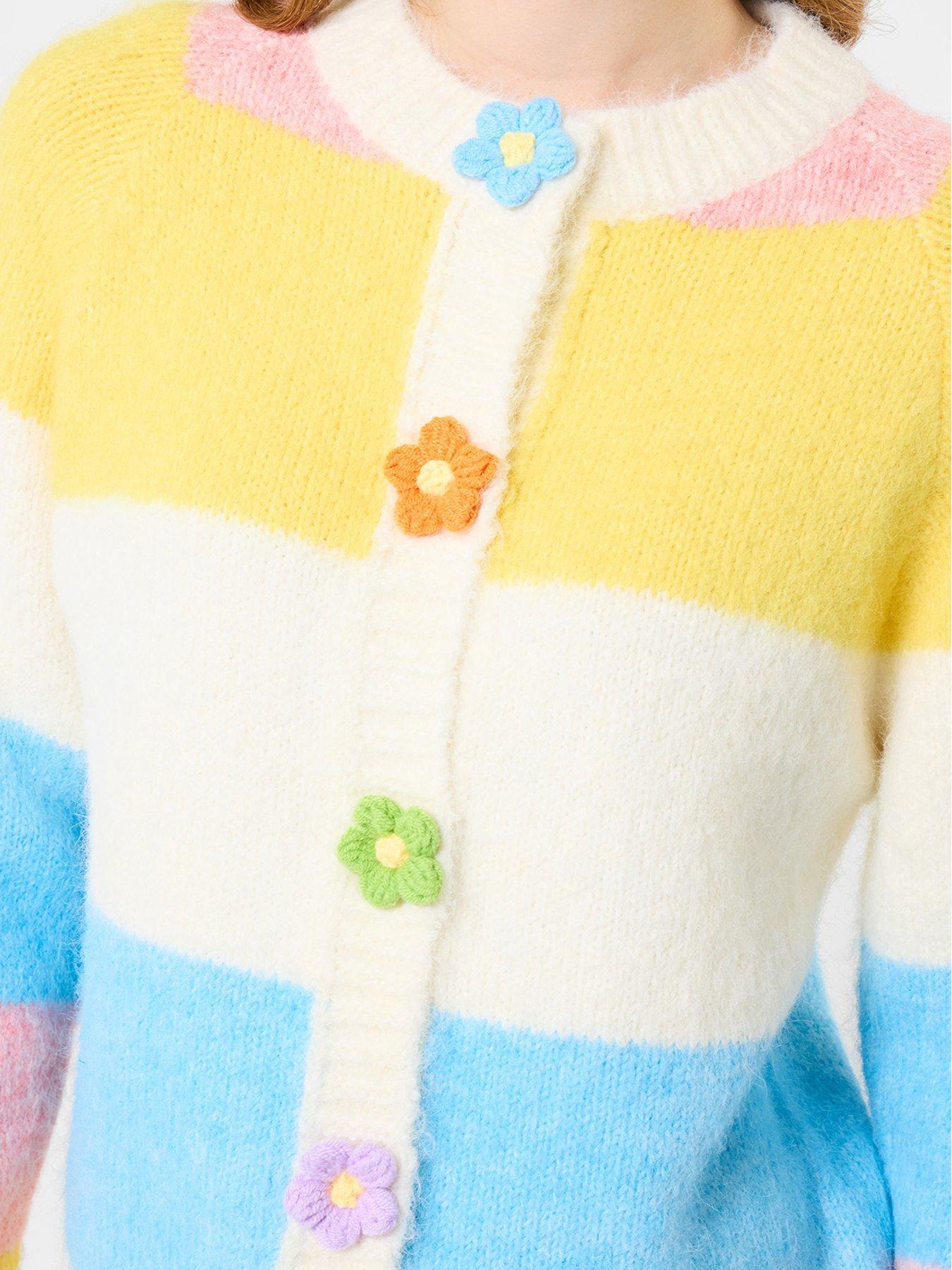  image of joe-browns-lola-flower-button-stripe-cardigan-multi