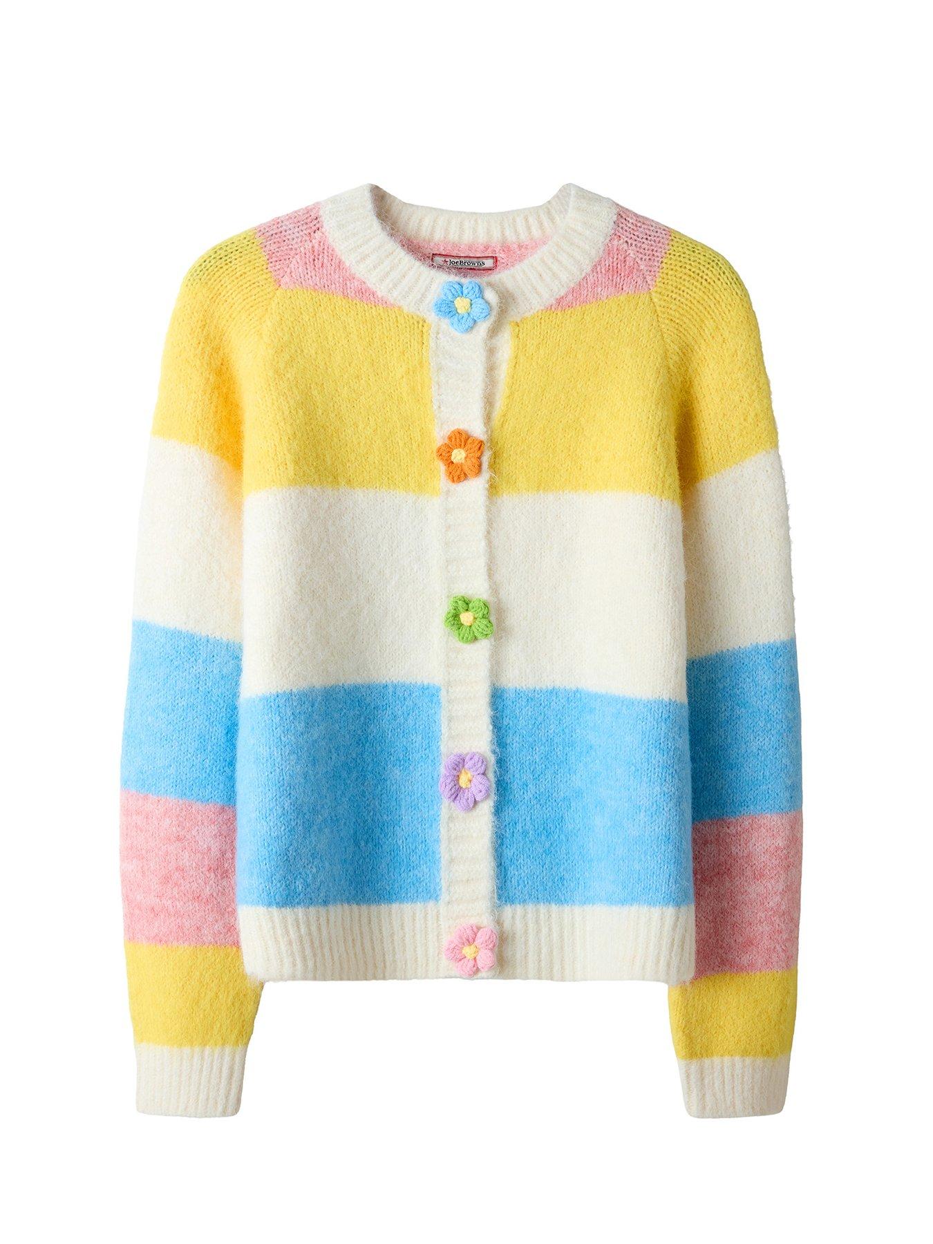  image of joe-browns-lola-flower-button-stripe-cardigan-multi