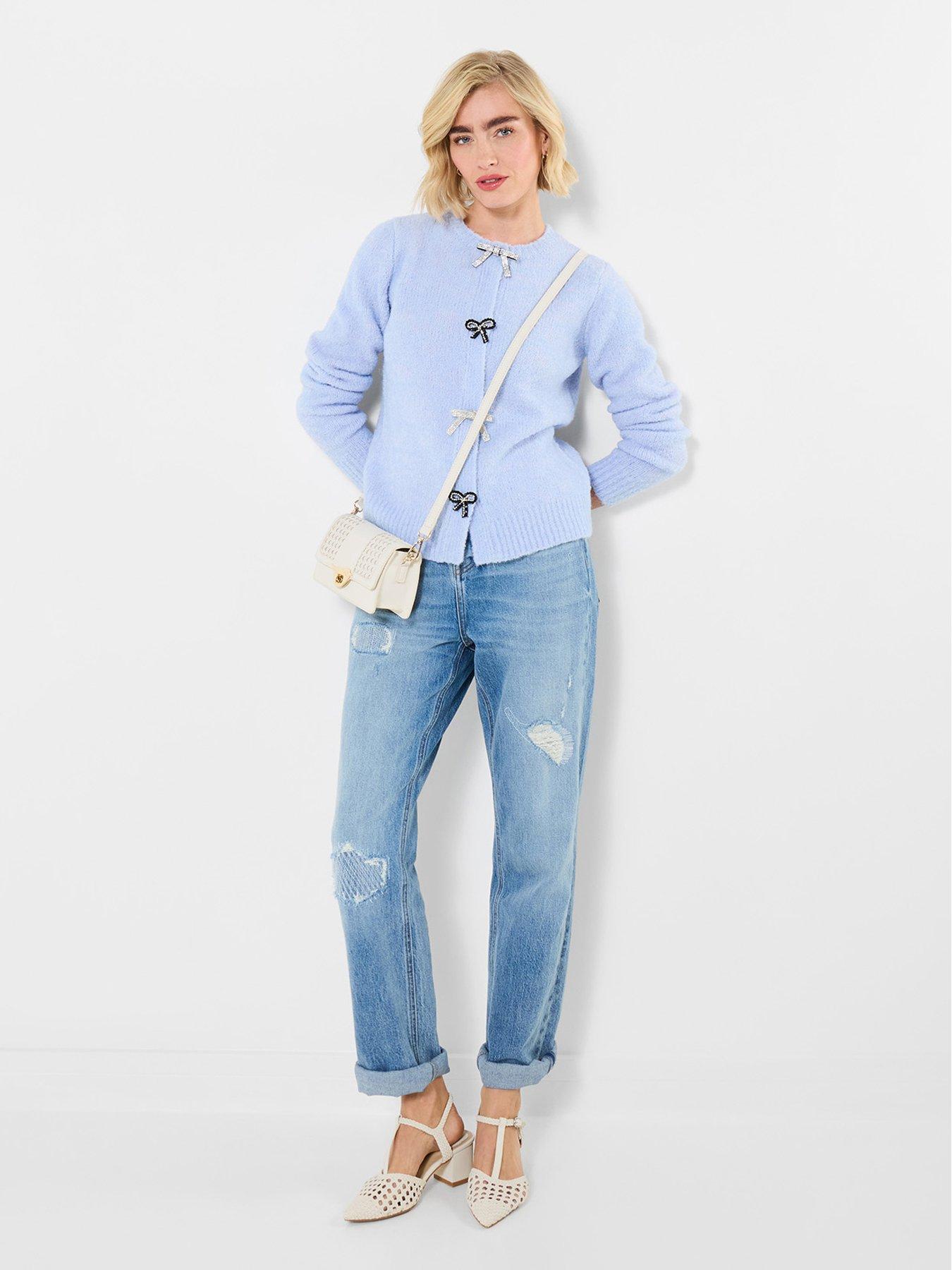  image of joe-browns-betsy-bow-button-cardigan-blue