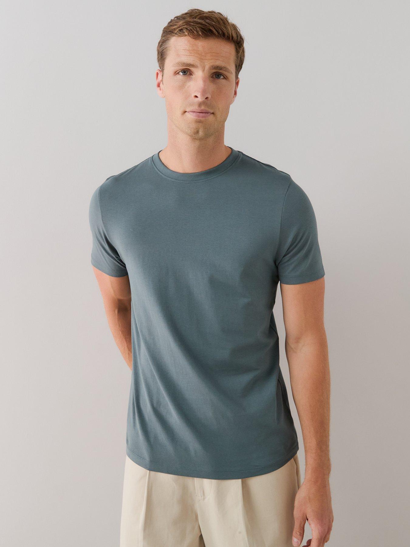 Image 5 of 7 of The Very Collection 3 Pack Essential T-Shirts - Blue/Cream/Mushroom