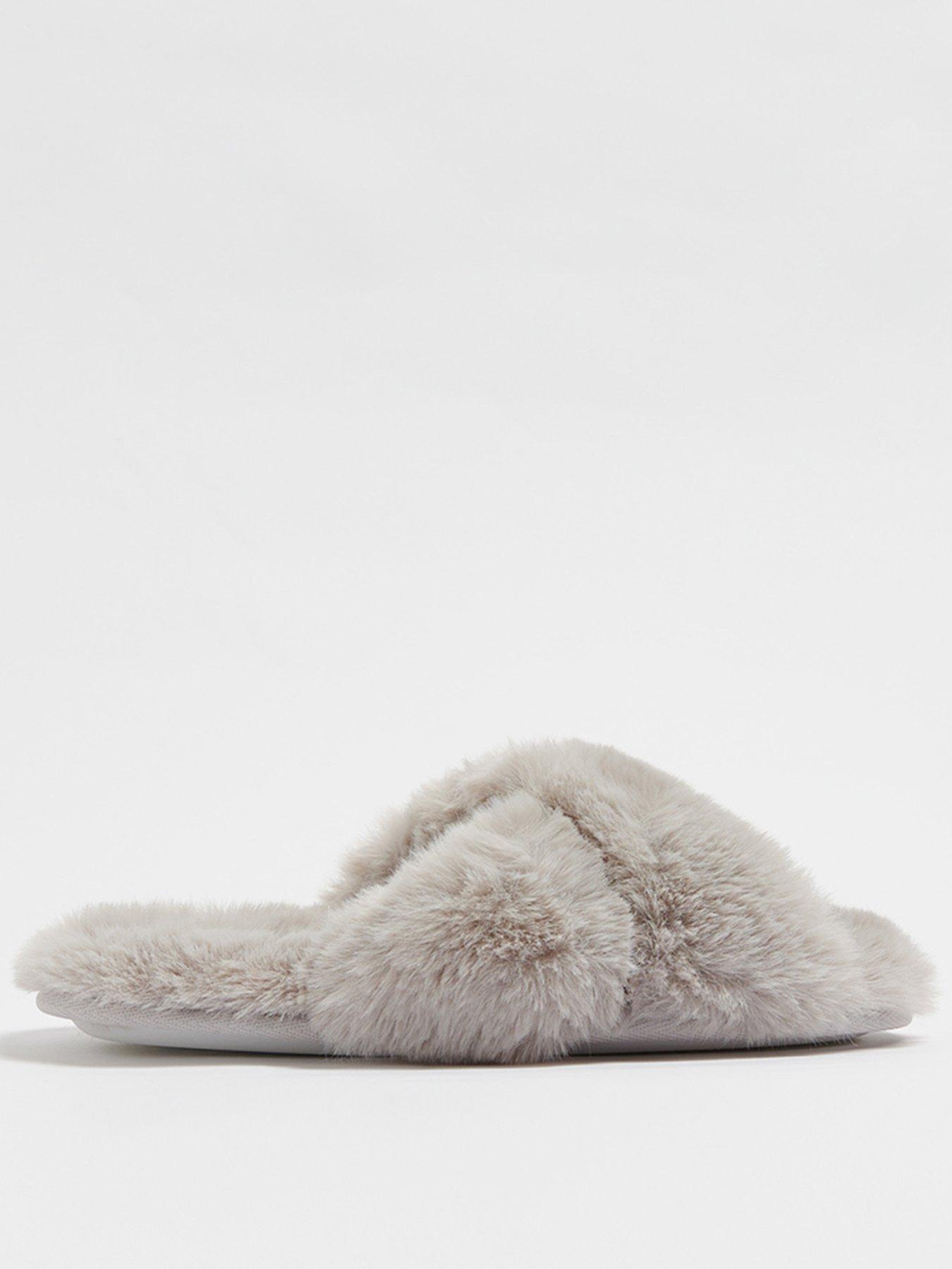 Image 1 of 5 of Boux Avenue Cross Band Slider Slippers - Grey
