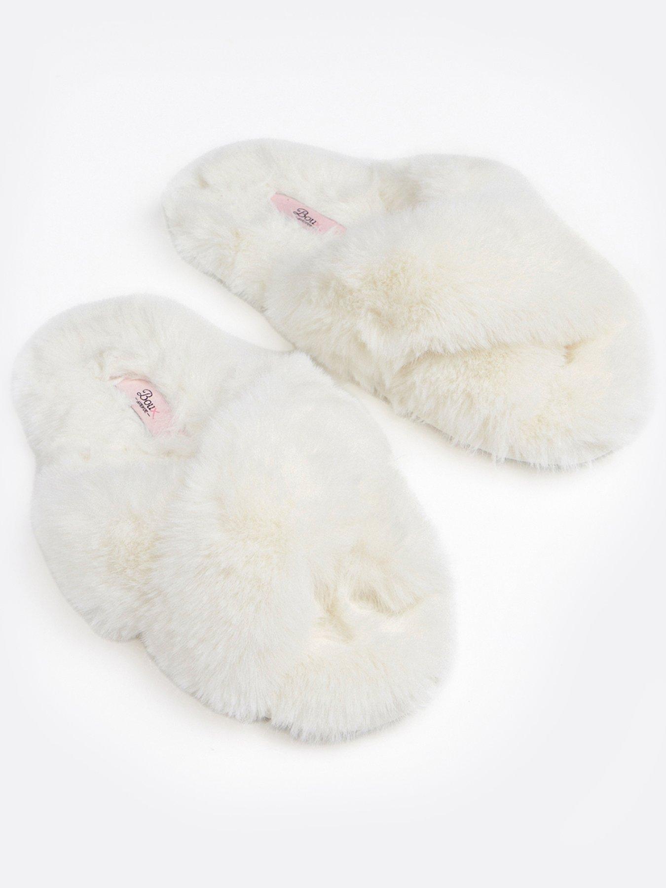 Boux Avenue Cross Band Slider Slippers - Ivory - White
