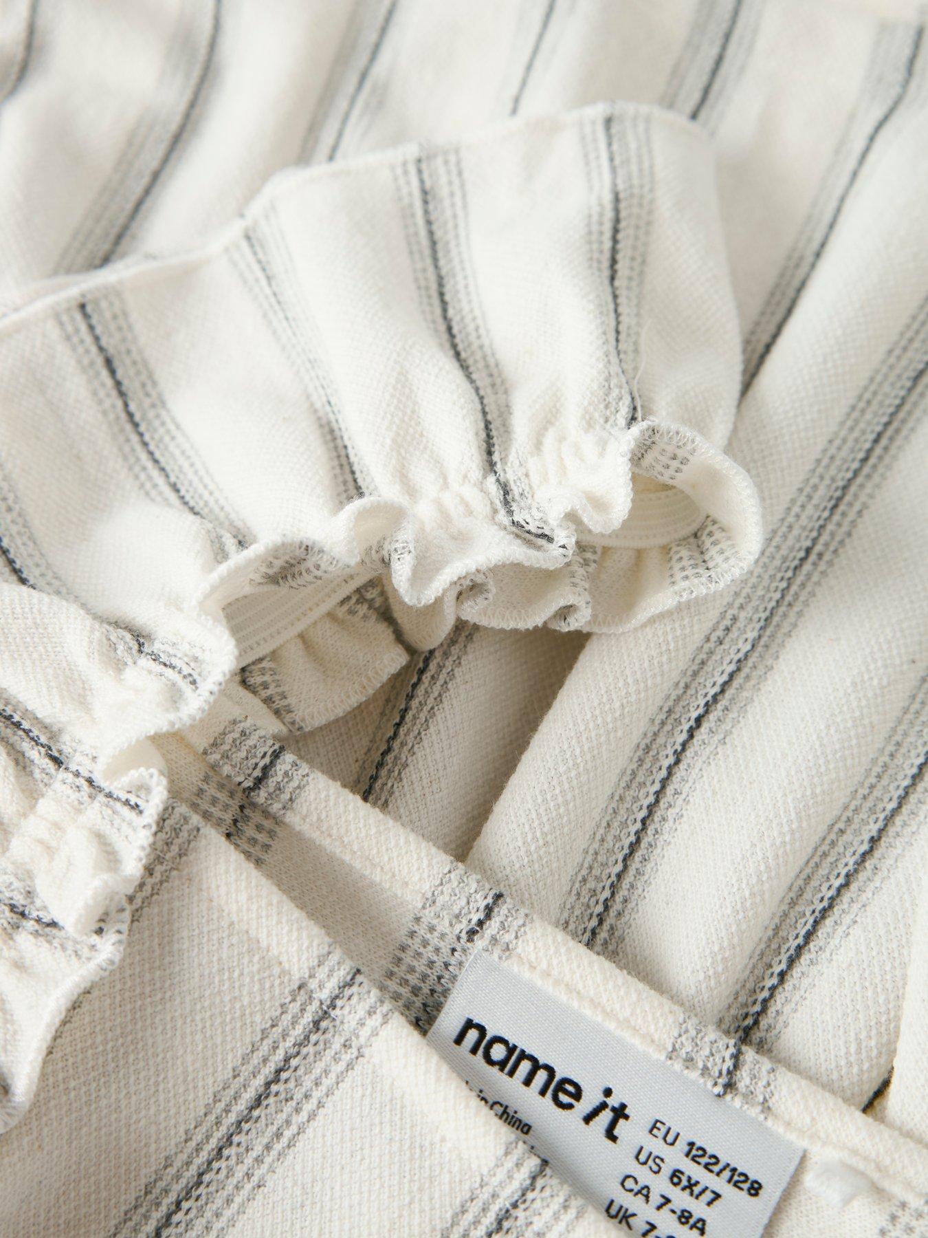 Image 3 of 3 of Name It Girls Frill Stripe Co-Ord Blouse - Beige