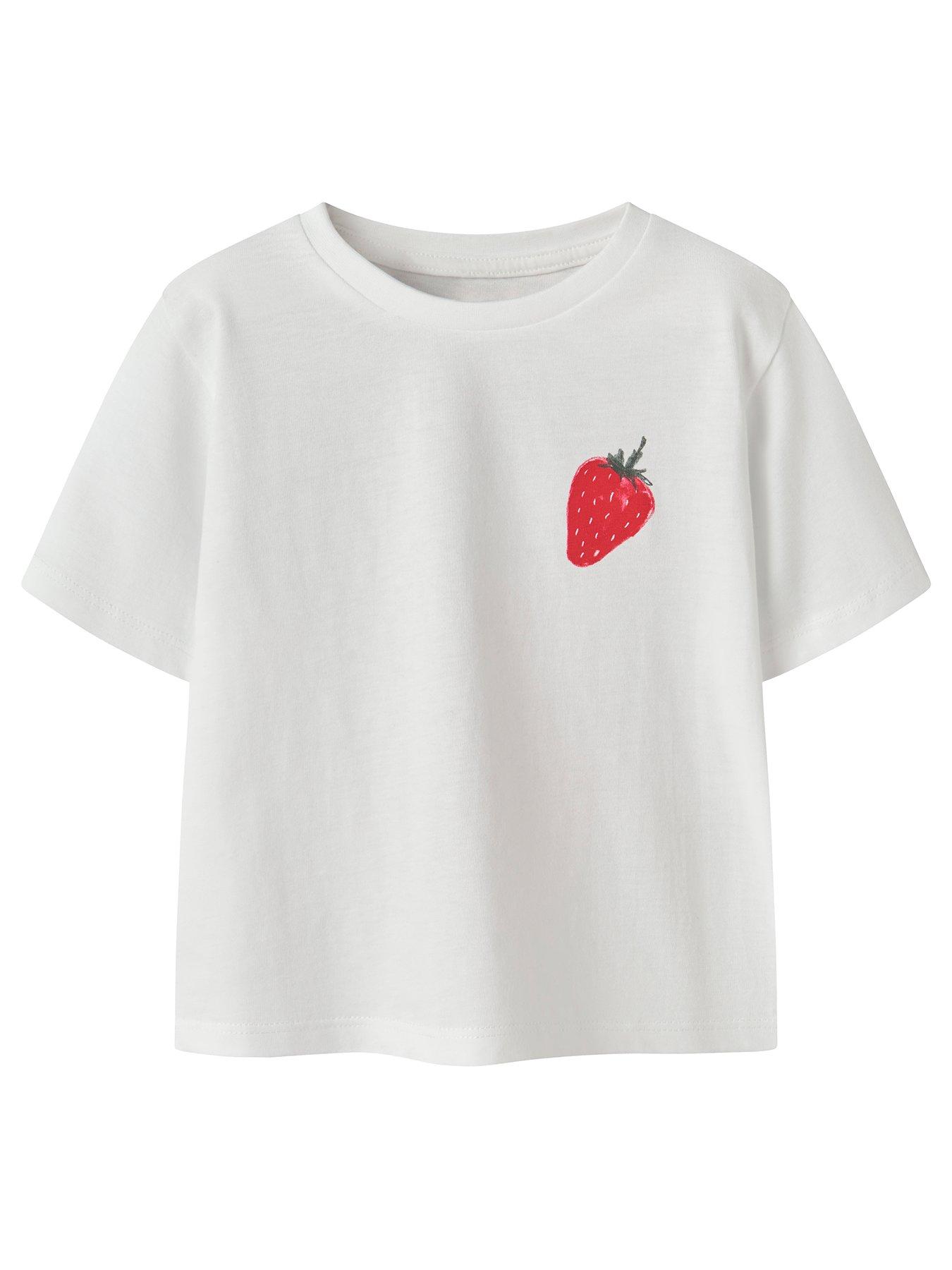 Image 2 of 4 of Name It Mini Girls Strawberry Back Print Tshirt - White