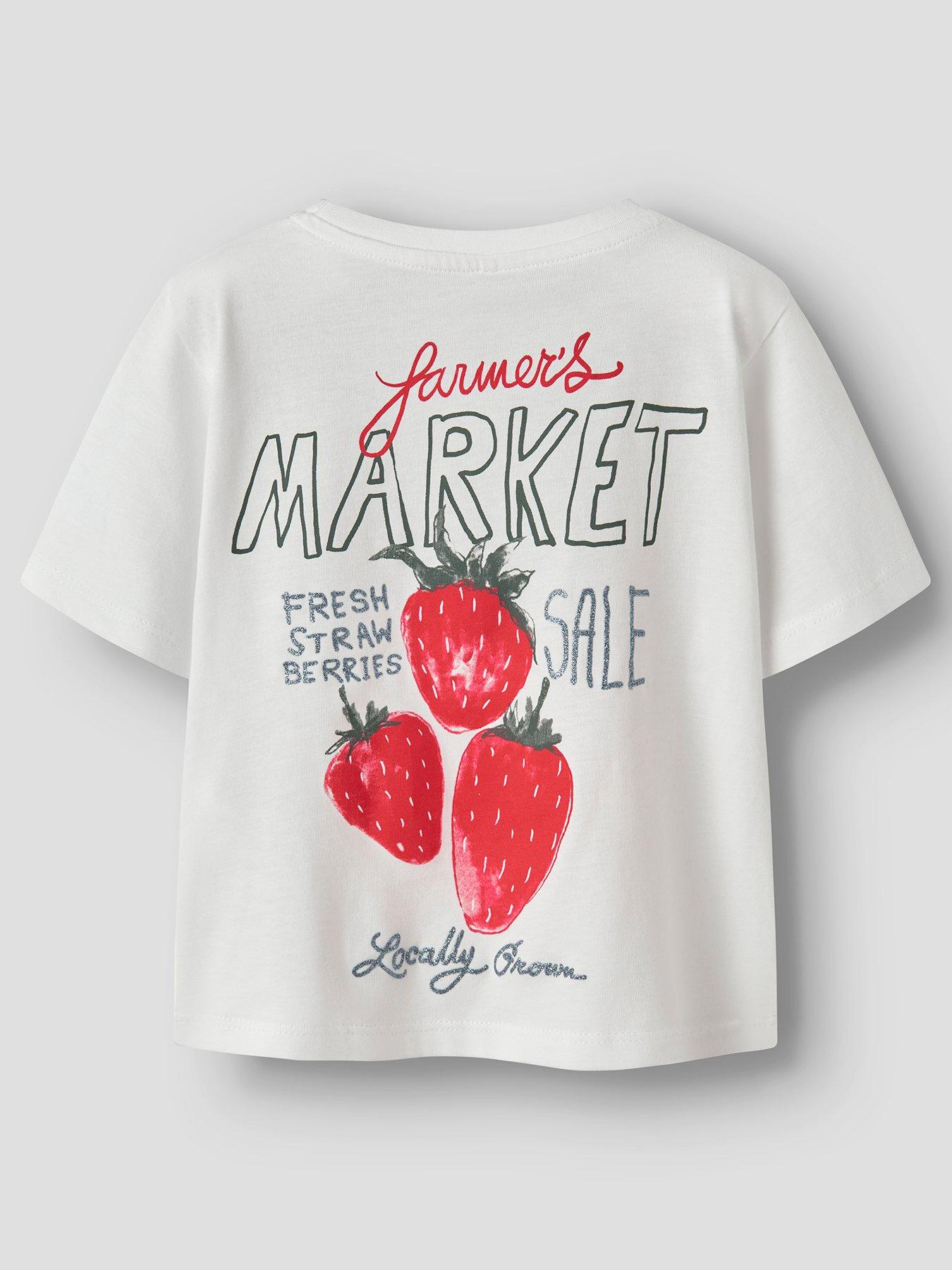 Image 3 of 4 of Name It Mini Girls Strawberry Back Print Tshirt - White