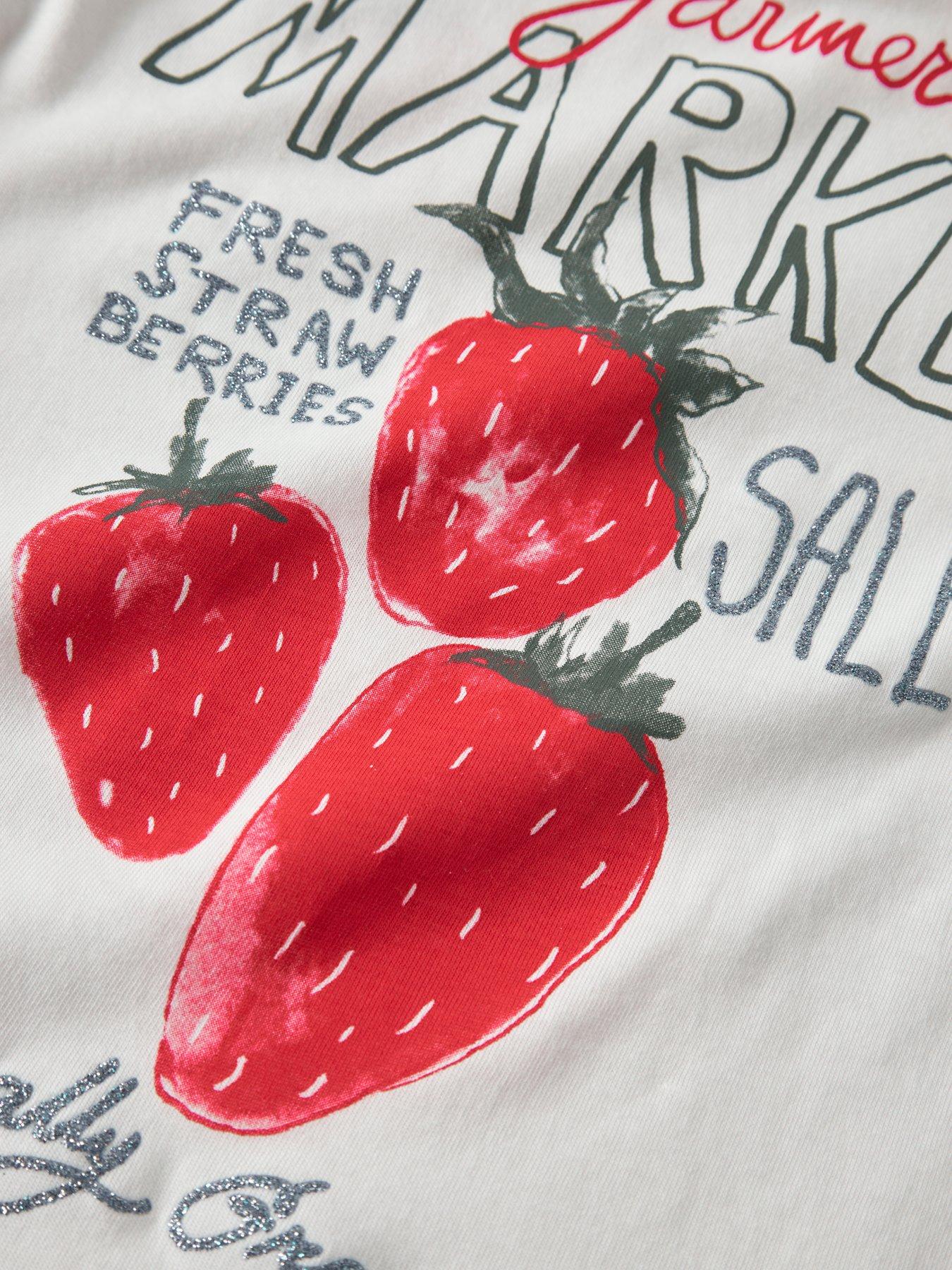 Image 4 of 4 of Name It Mini Girls Strawberry Back Print Tshirt - White