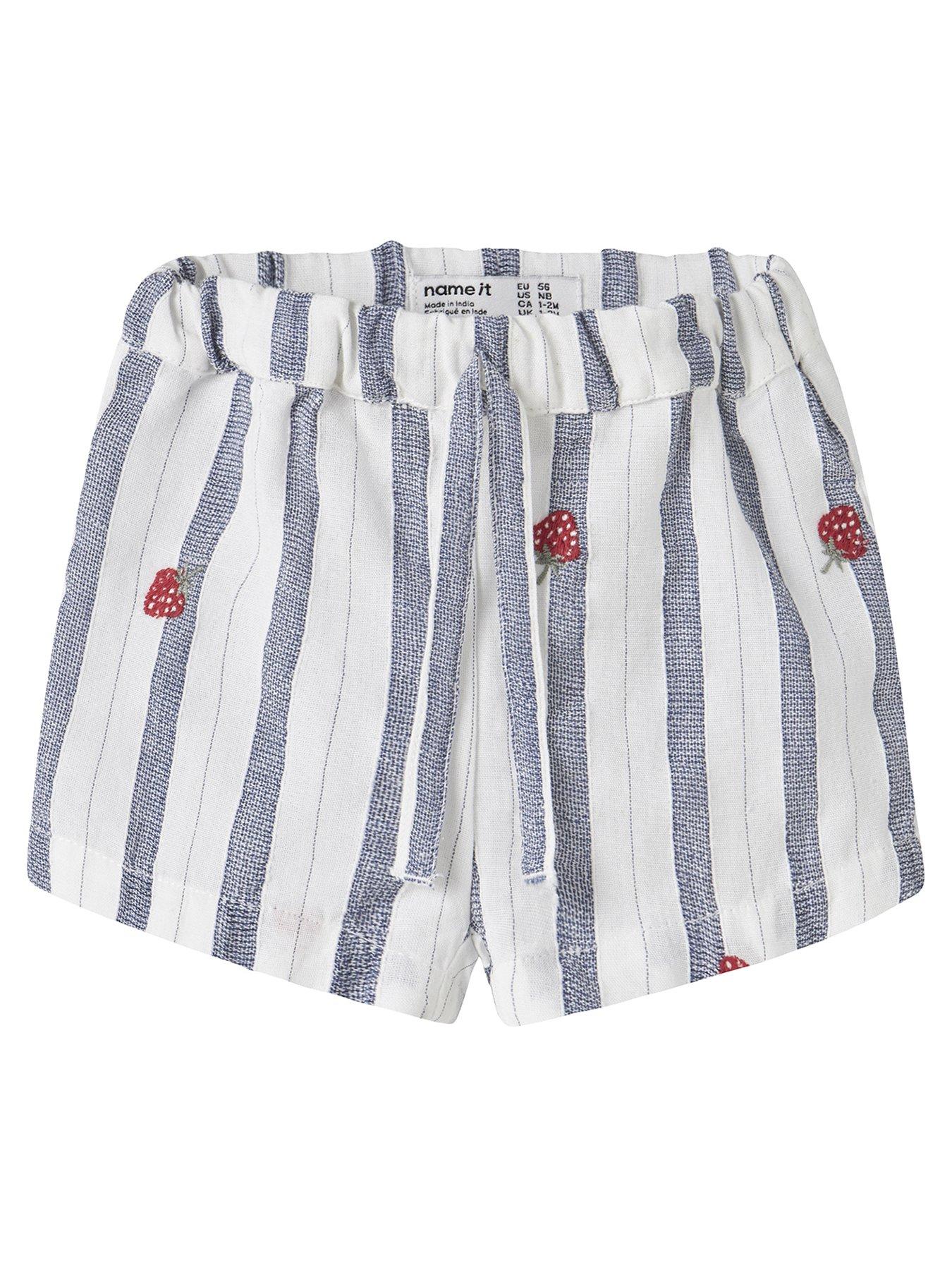 Name It Mini Girls Strawberry Stripe Shorts - Multi