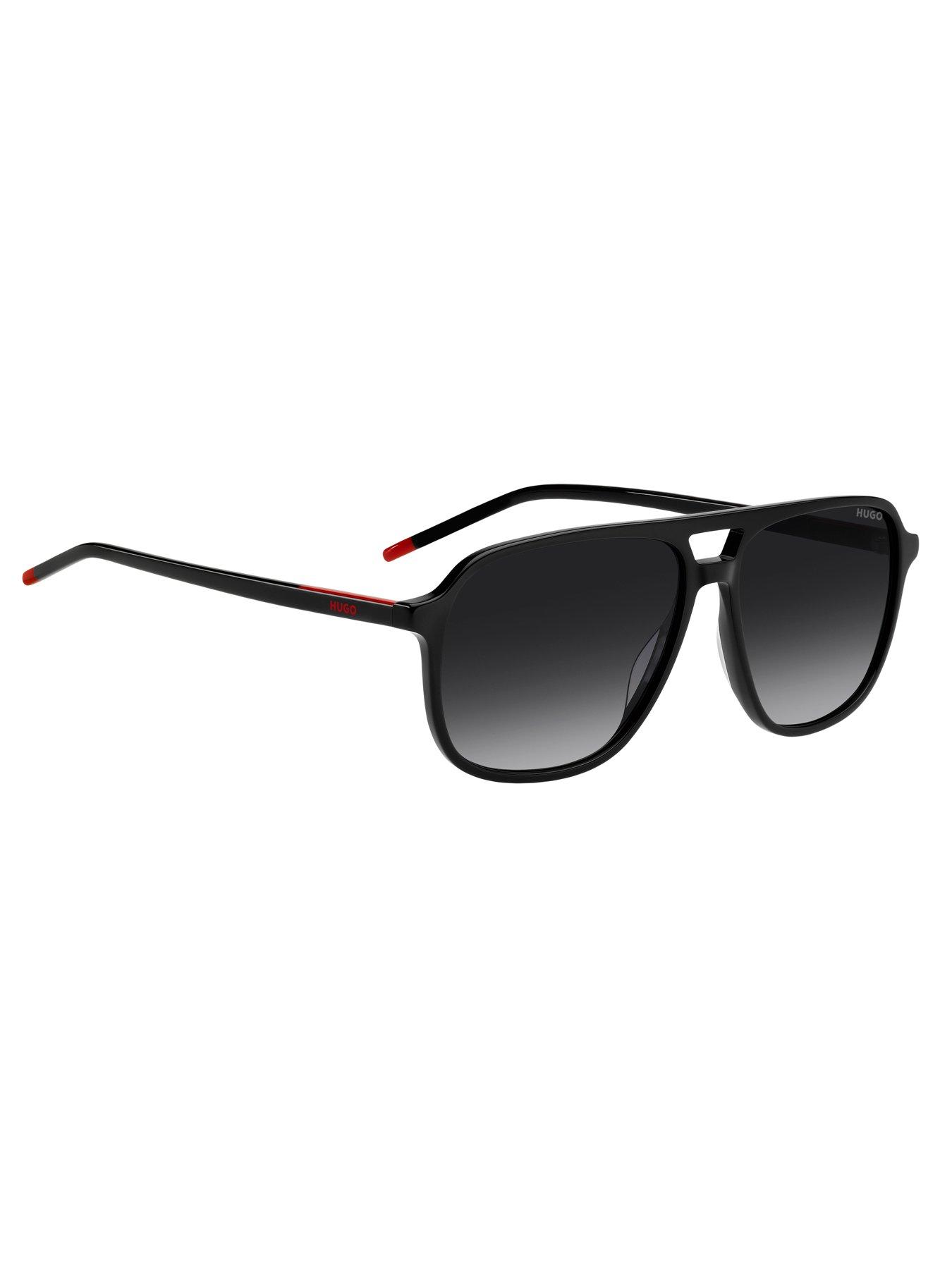  image of hugo-square-double-bridge-sunglasses--black