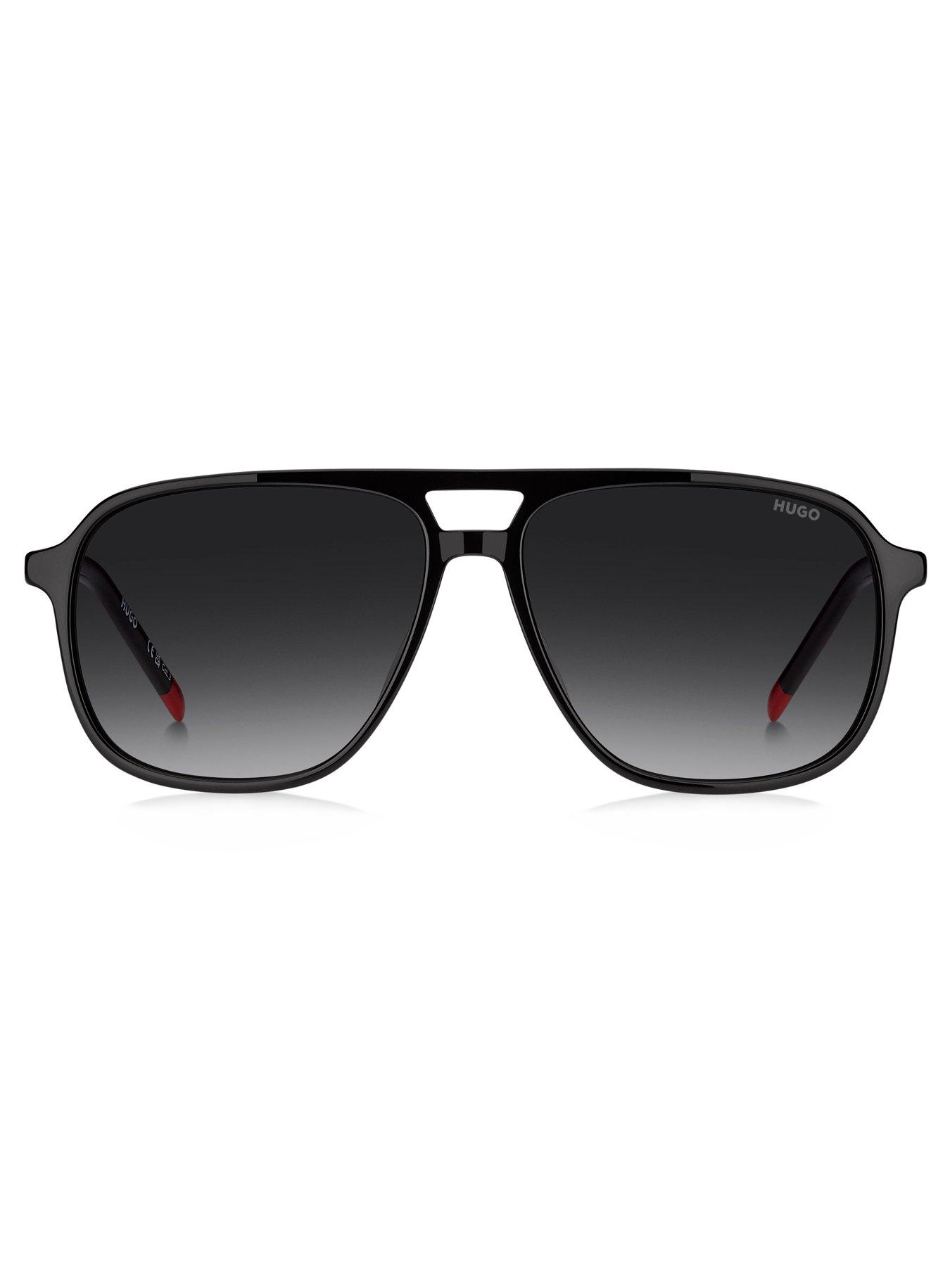  image of hugo-square-double-bridge-sunglasses--black