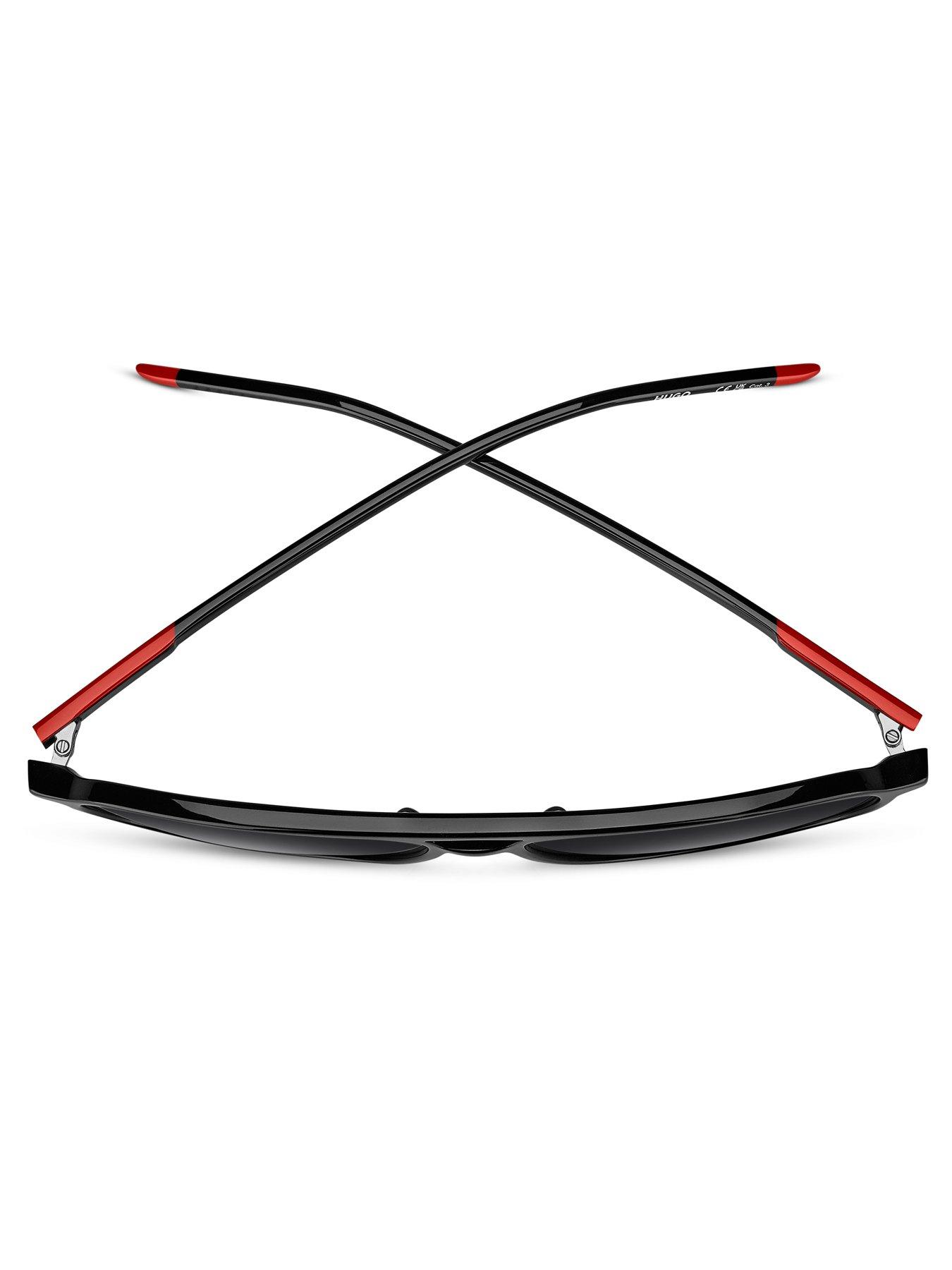  image of hugo-square-double-bridge-sunglasses--black