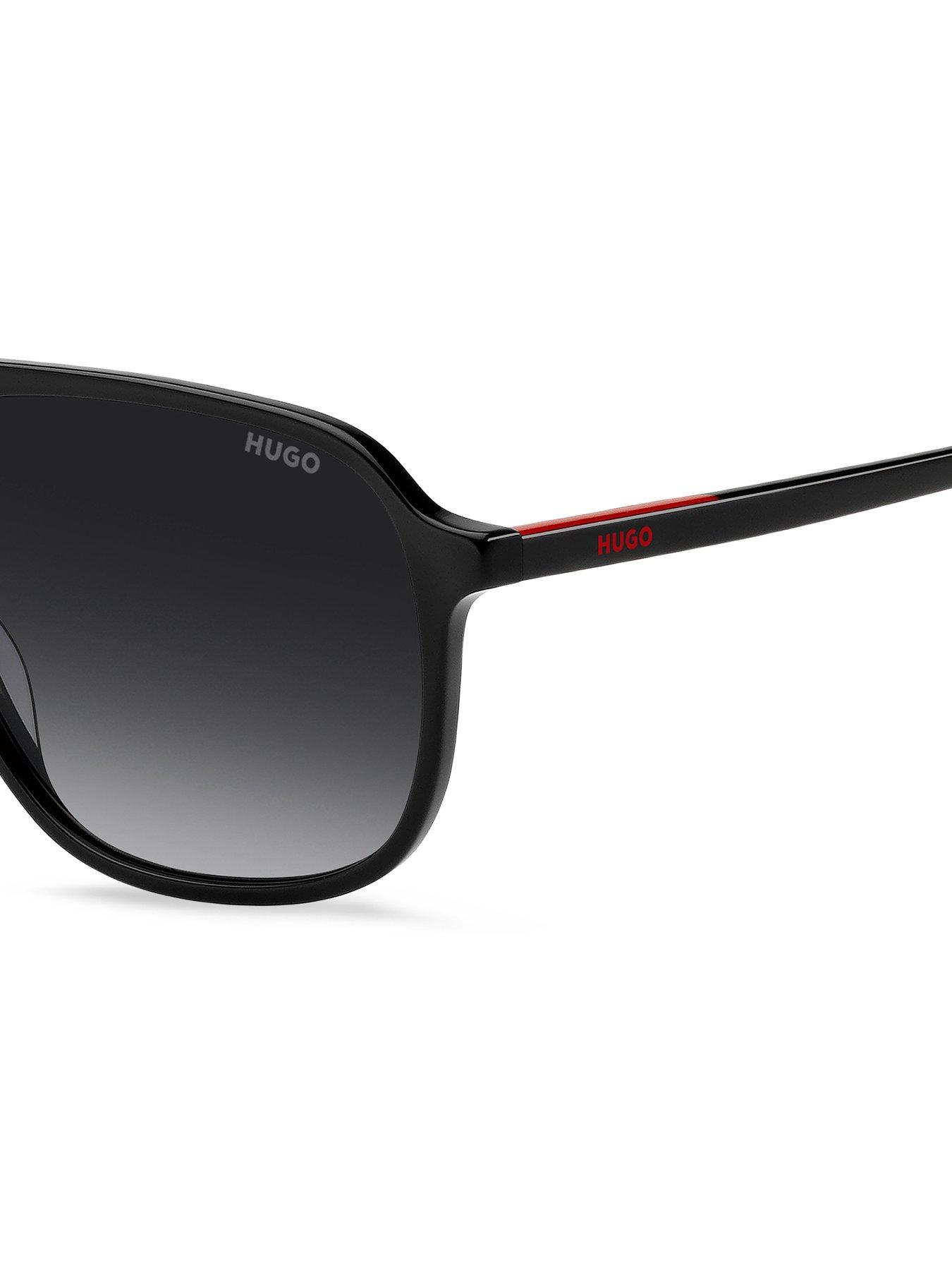  image of hugo-square-double-bridge-sunglasses--black
