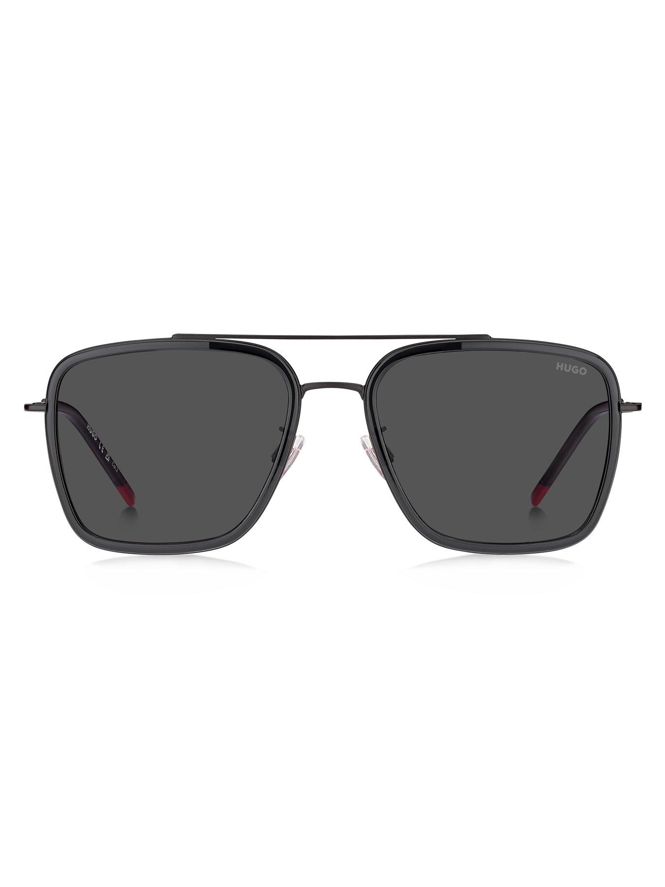 Image 3 of 5 of HUGO Square Double Bridge Sunglasses- Grey