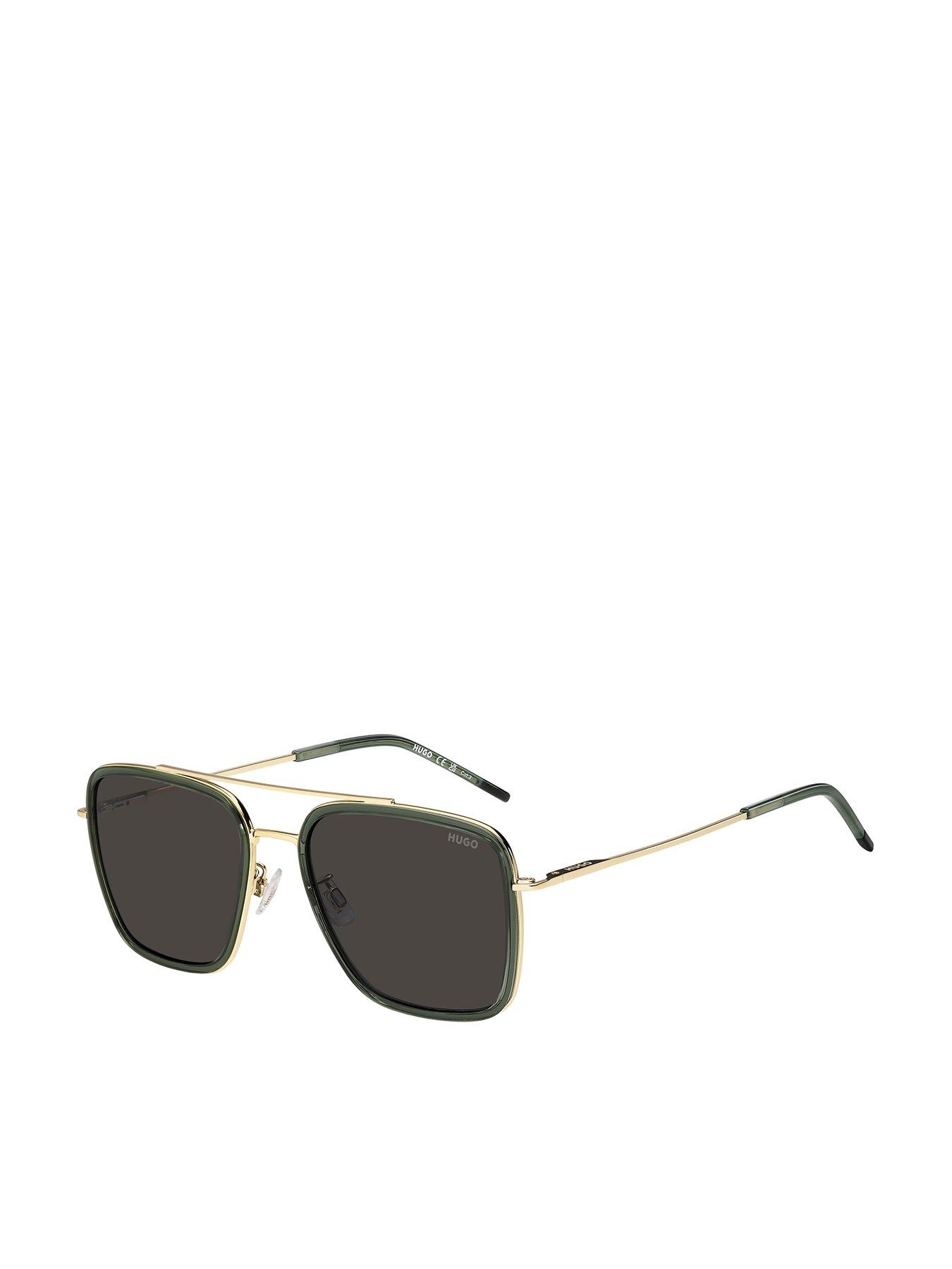 Image 1 of 5 of HUGO Square Double Bridge Sunglasses- Gold