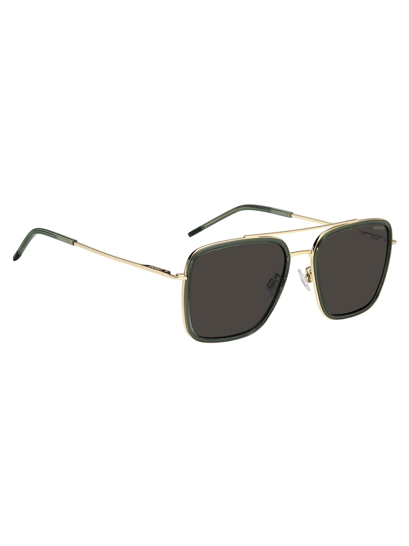 Image 2 of 5 of HUGO Square Double Bridge Sunglasses- Gold