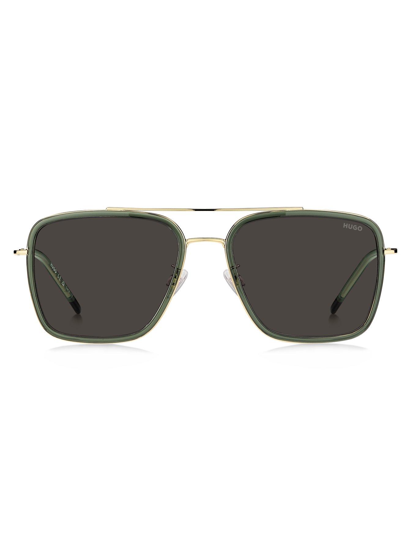 Image 3 of 5 of HUGO Square Double Bridge Sunglasses- Gold